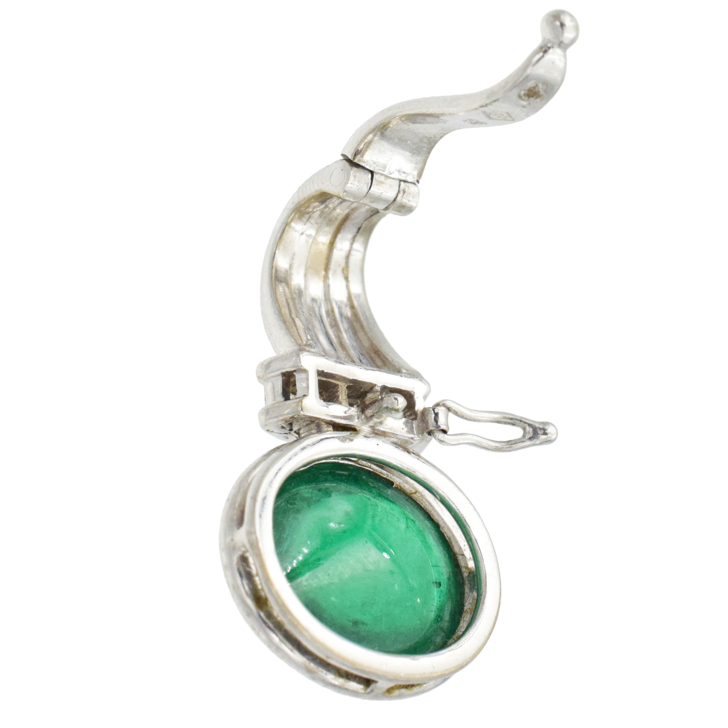 Columbian Emerald And Diamond Pendant Necklace In 18k White Gold