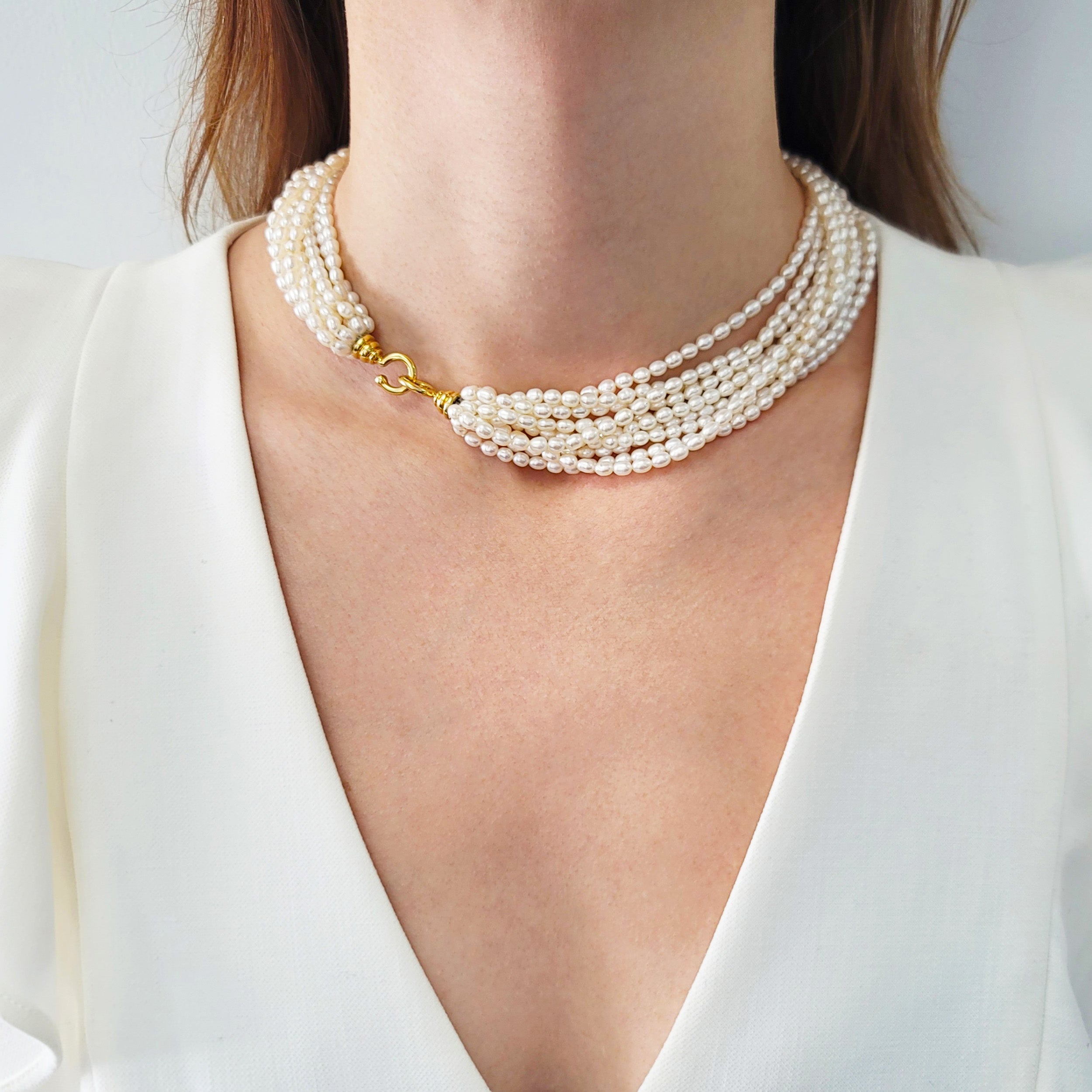 Tiffany&Co. Paloma Picasso Multi-Strand Pearl Necklace With 18k Gold Clasp
