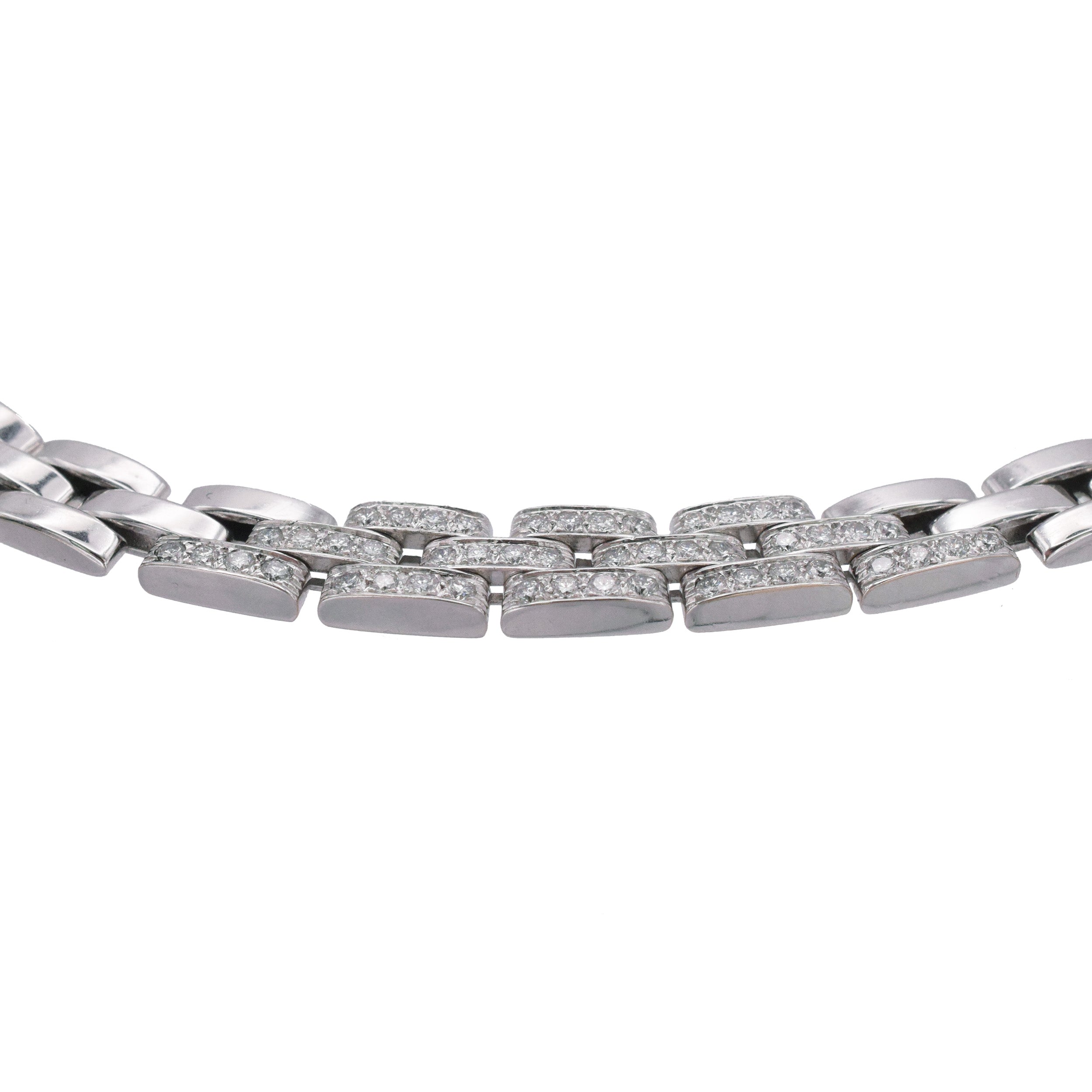 Cartier 'Maillon Panthere' Diamond Necklace Crafted In 18k White Gold