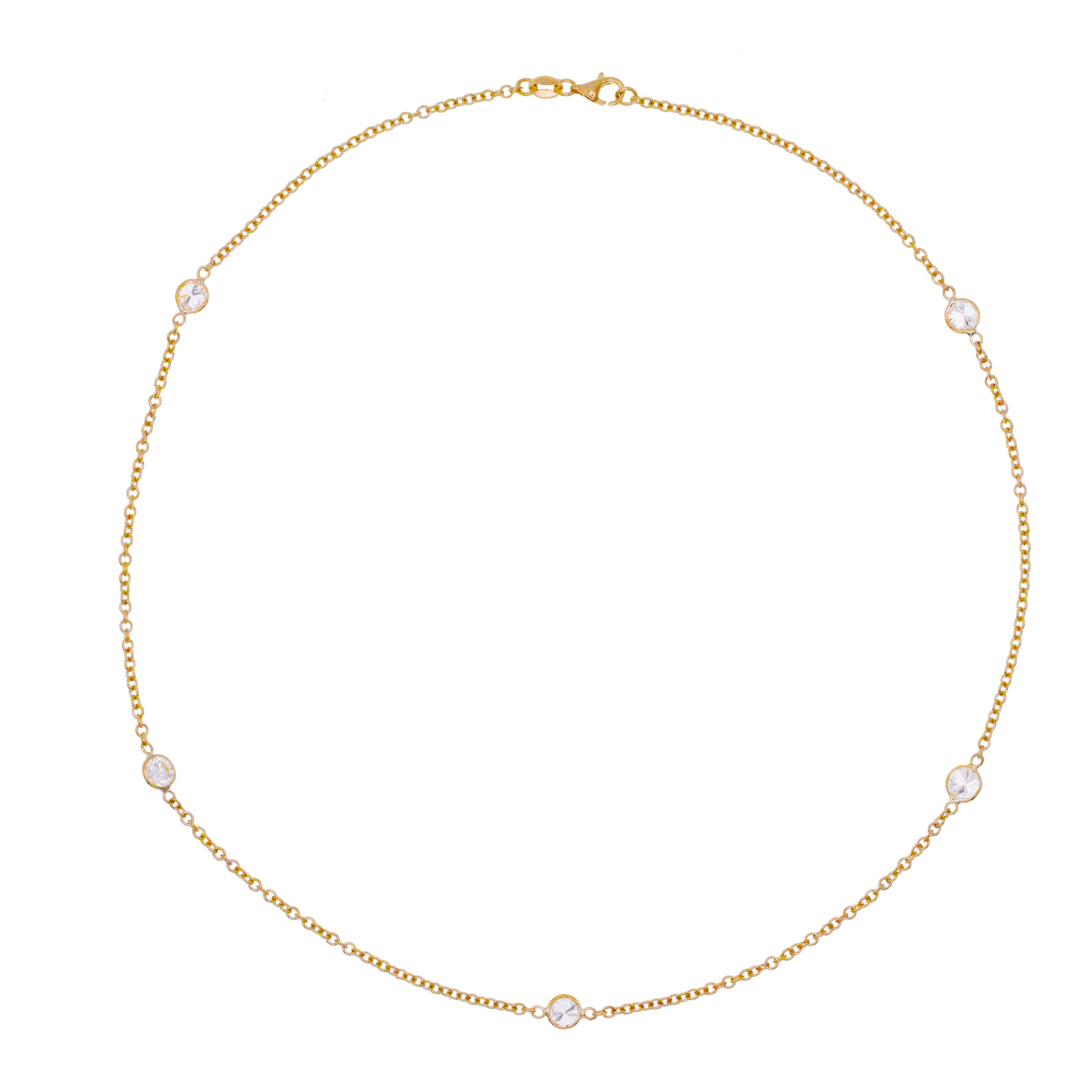 2.07ct Five Stone Diamond By Yard Necklace In 18k Yellow Gold