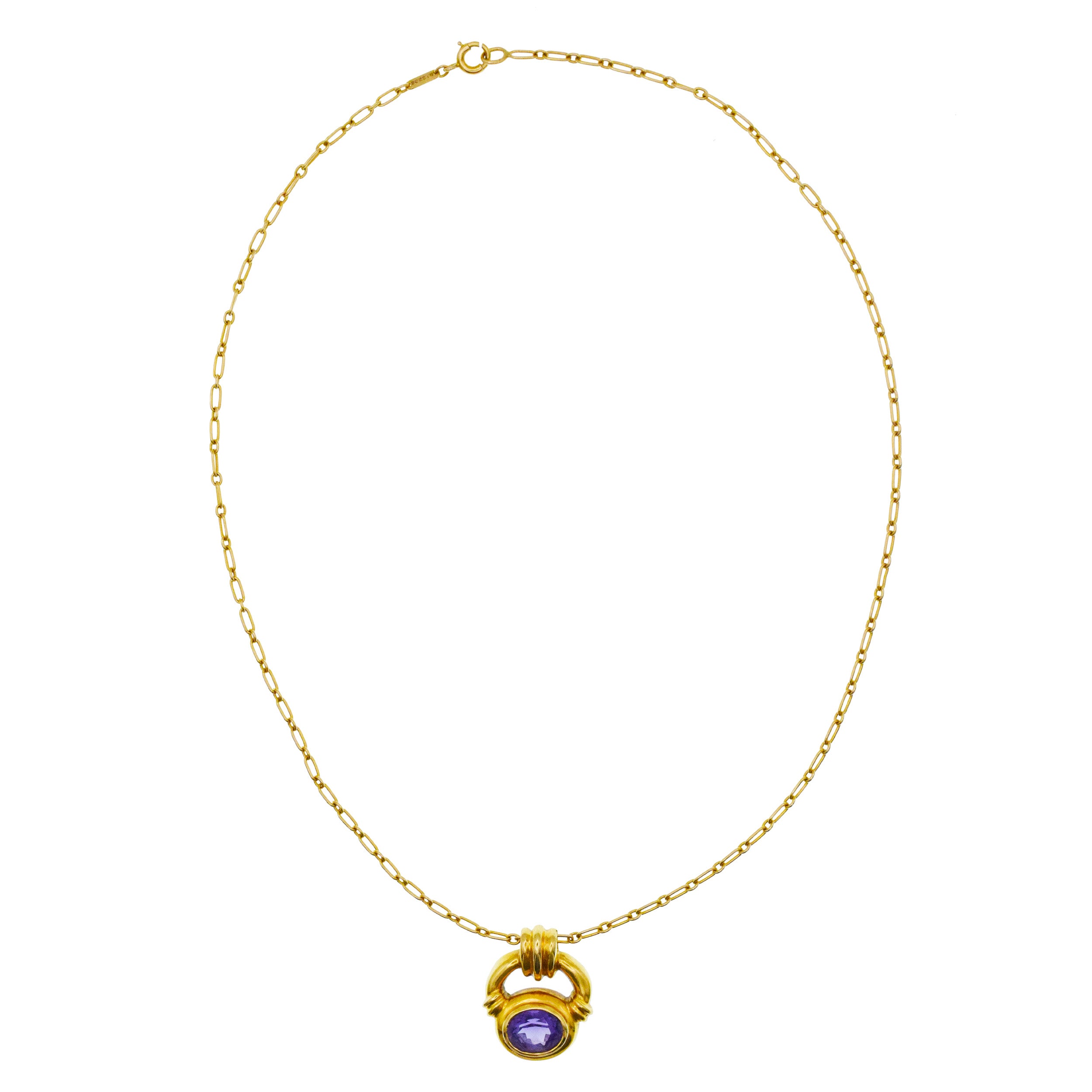 Cartier Vintage Amethyst Door Knocker Pendant/Necklace In 18k Yellow Gold
