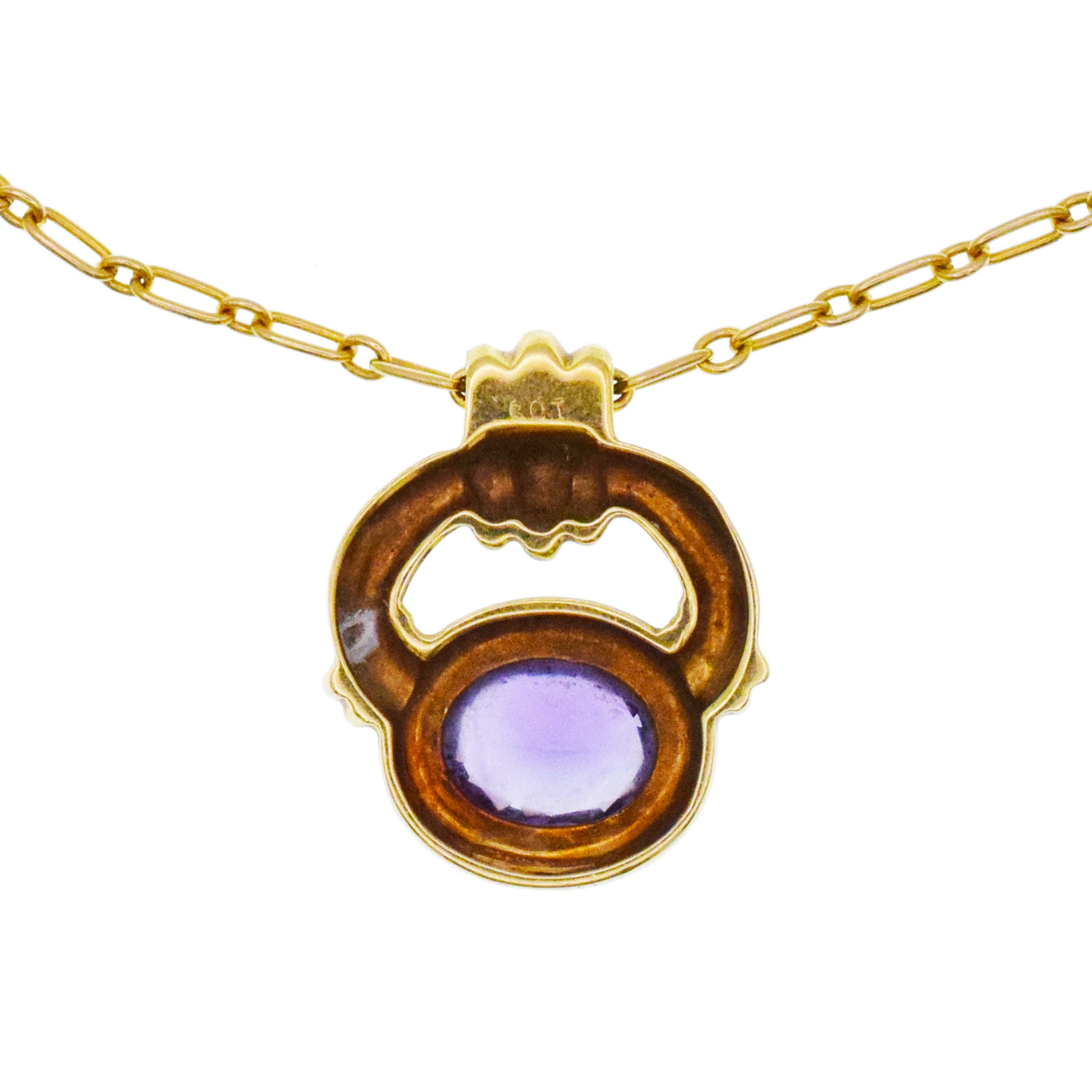 Cartier Vintage Amethyst Door Knocker Pendant/Necklace In 18k Yellow Gold