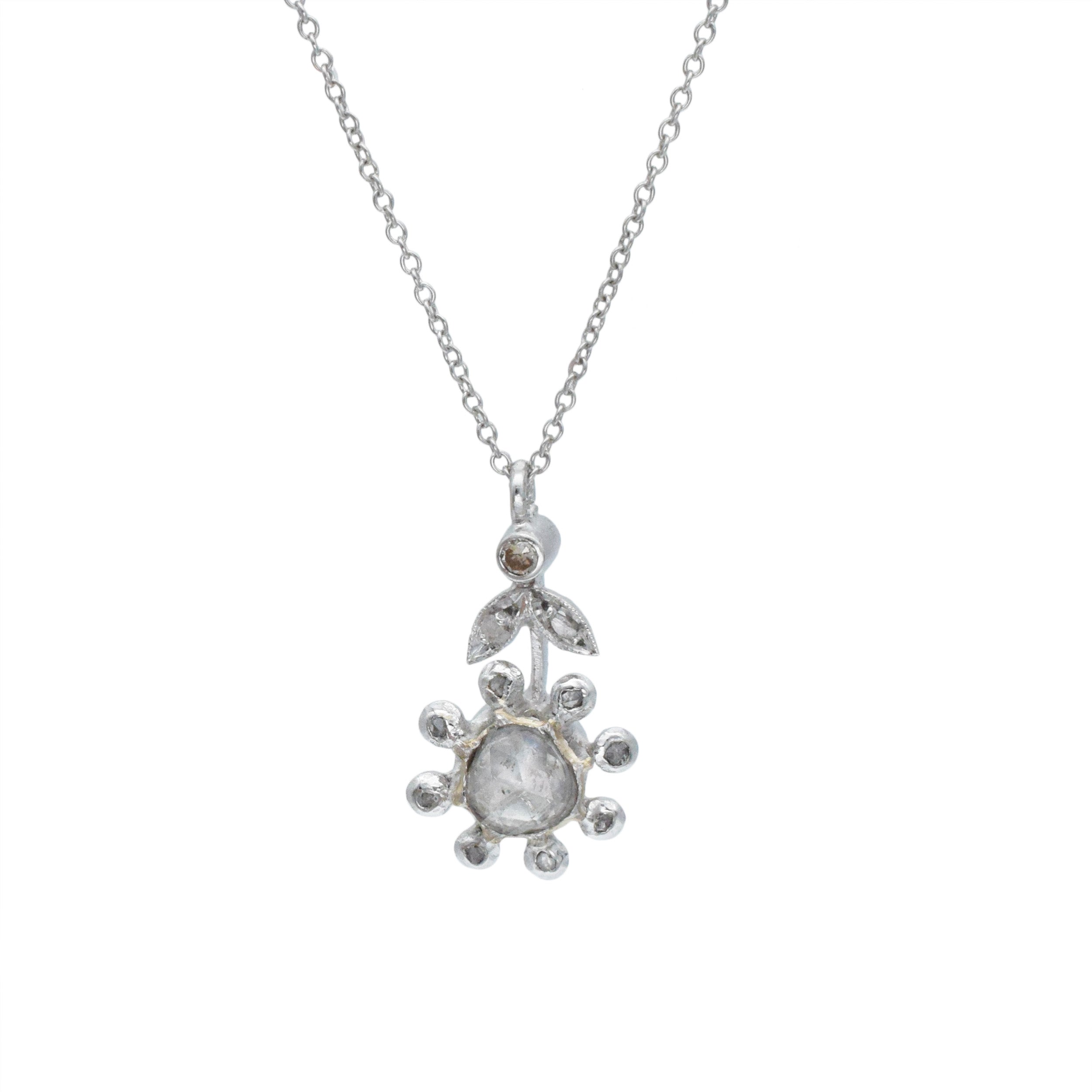 Diamond Flower Pendant In Platinum