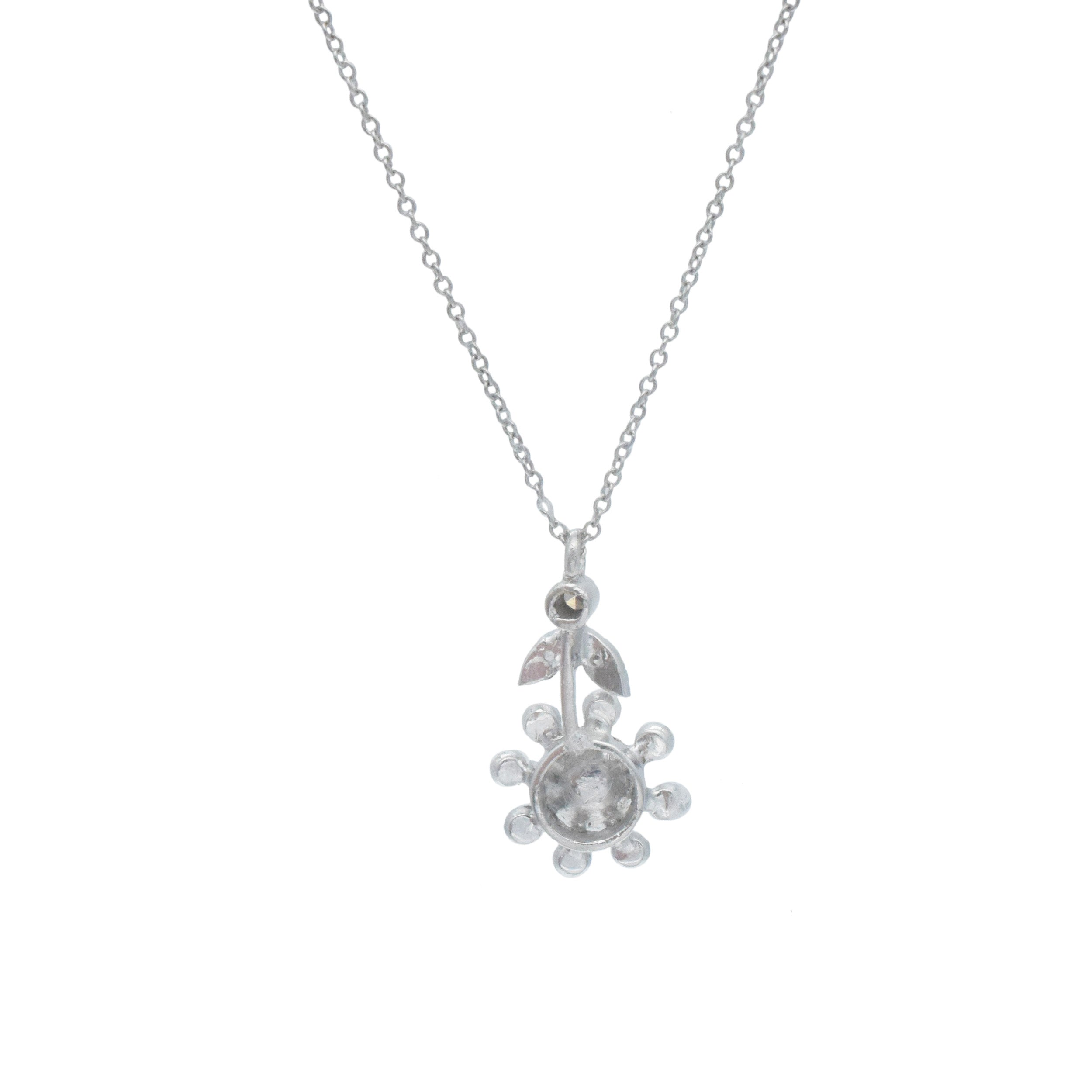 Diamond Flower Pendant In Platinum