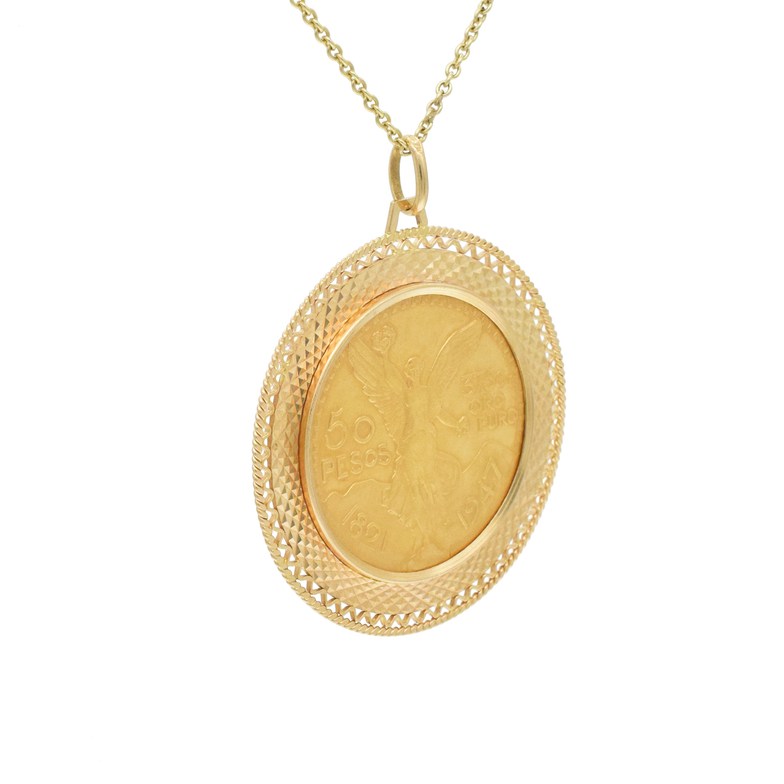 1947 Mexican 50 Pesos Gold Coin Pendant