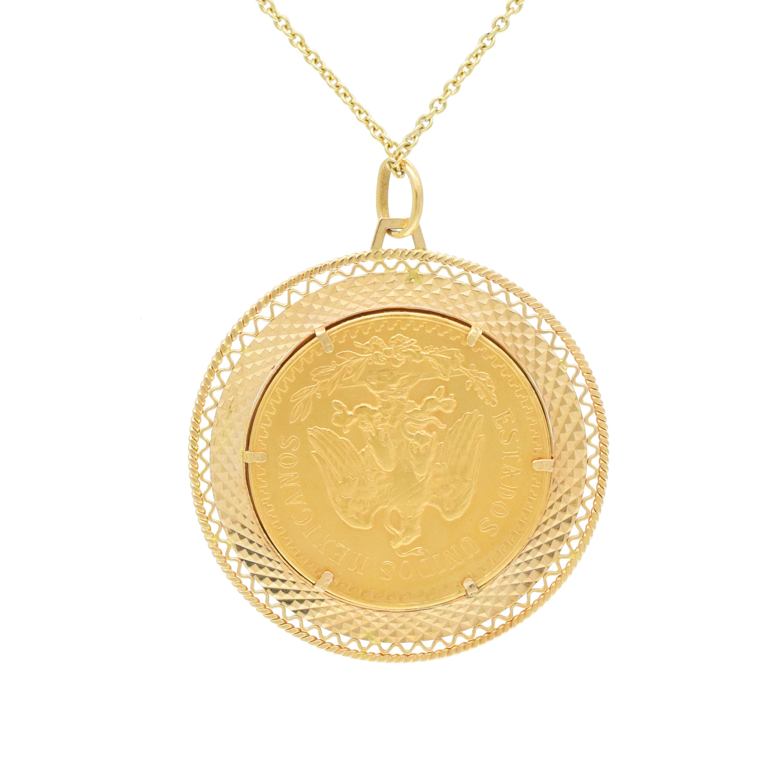 1947 Mexican 50 Pesos Gold Coin Pendant