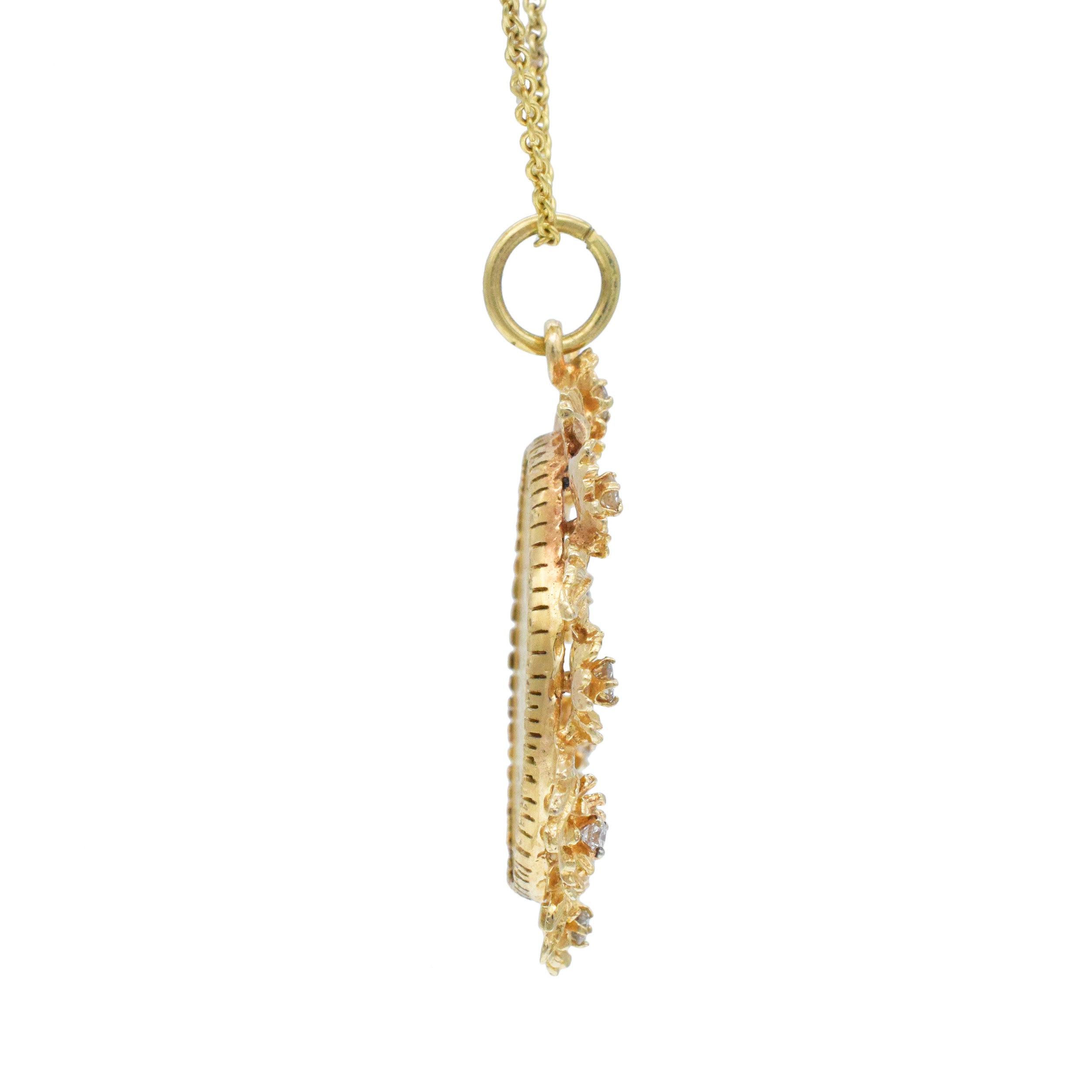 $20 Saint Gaudens Double Eagle Coin Pendant In 14k Yellow Gold And Diamond Frame
