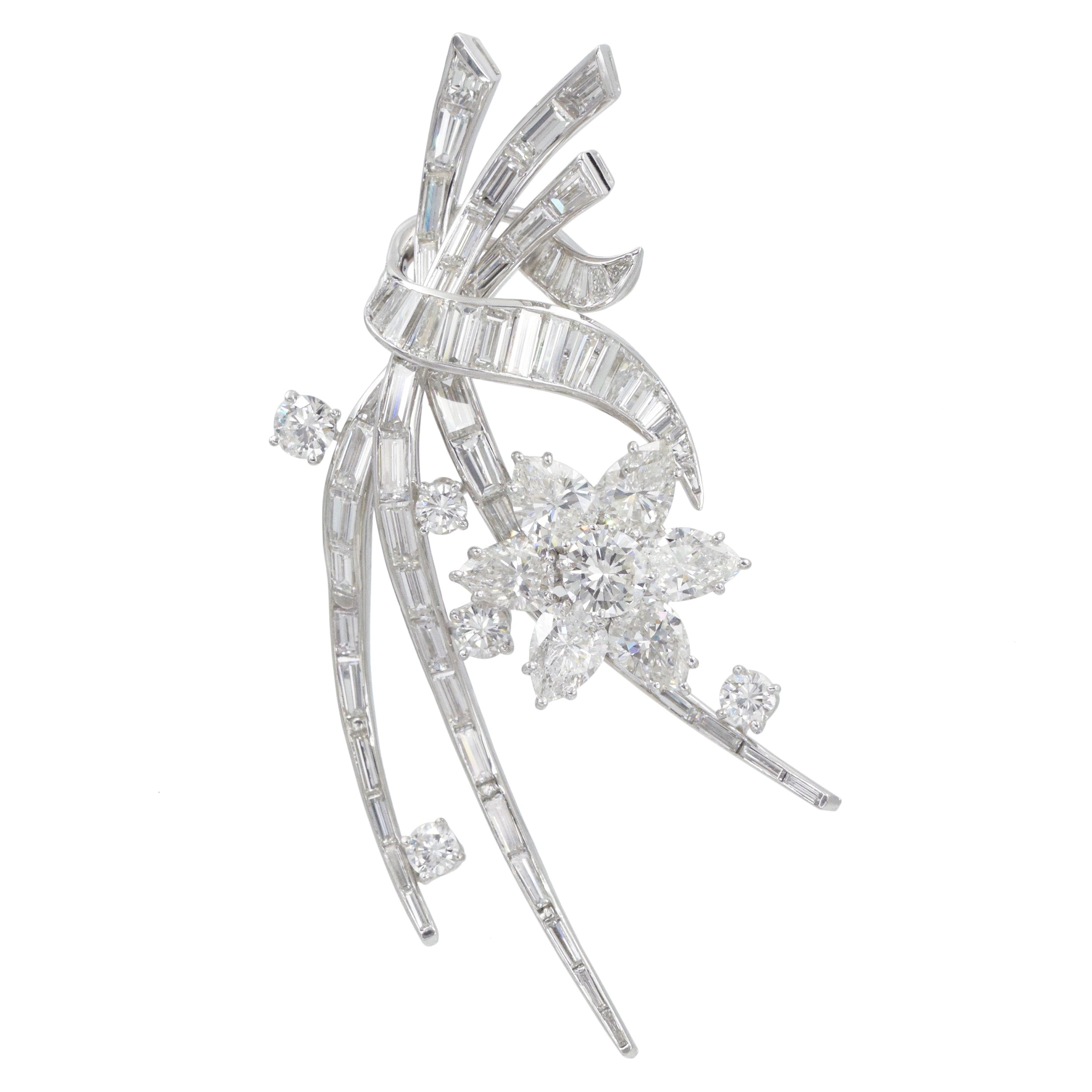 10.00ct Diamond Floral Brooch In Platinum.