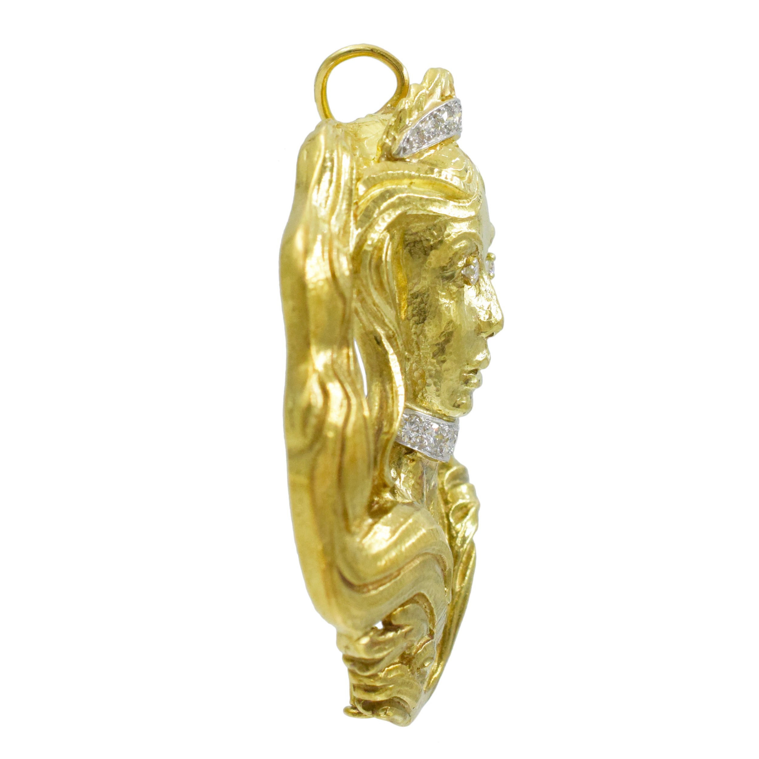 David Webb Diamond And 18k Yellow Gold "VIRGO" Brooch / Pendant