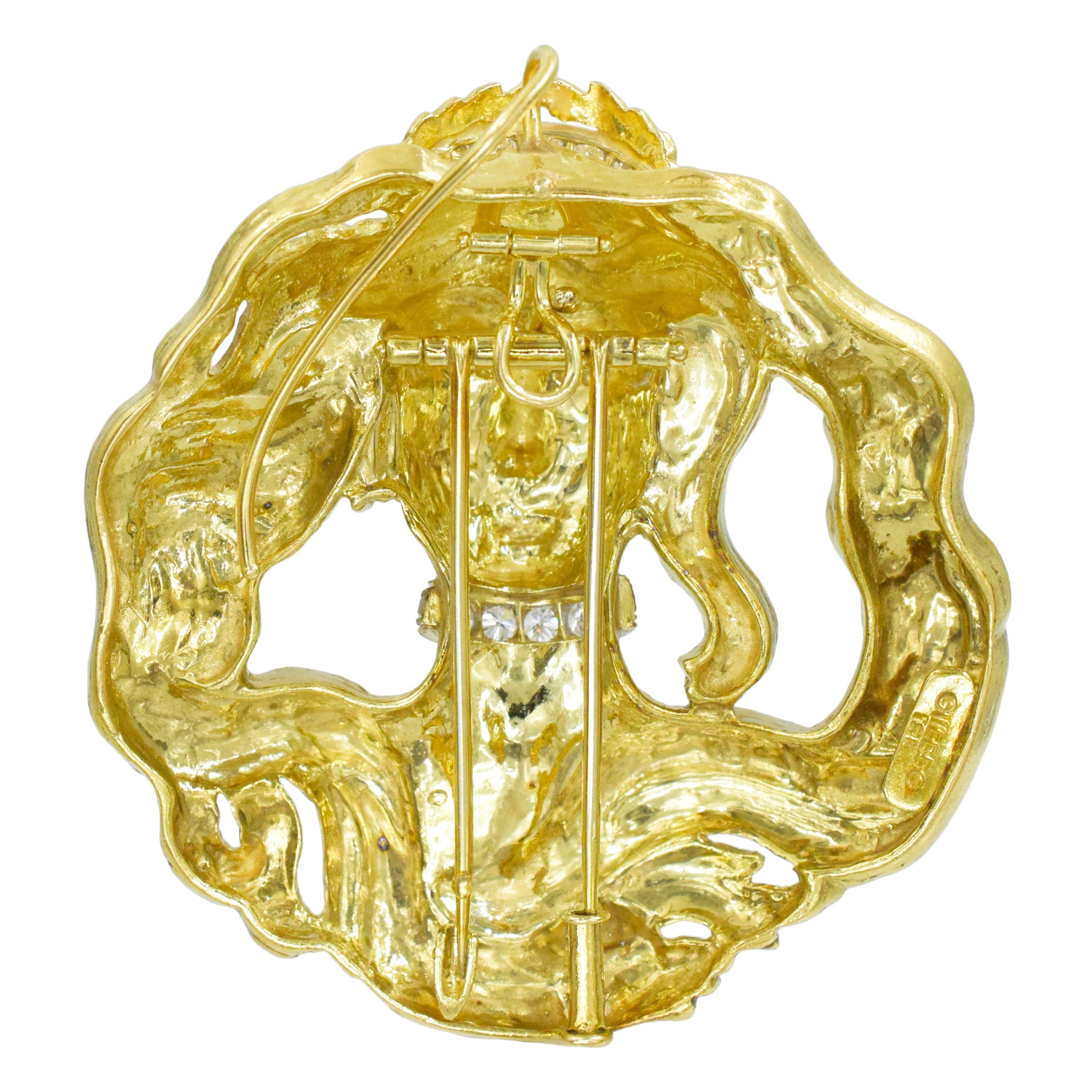 David Webb Diamond And 18k Yellow Gold "VIRGO" Brooch / Pendant