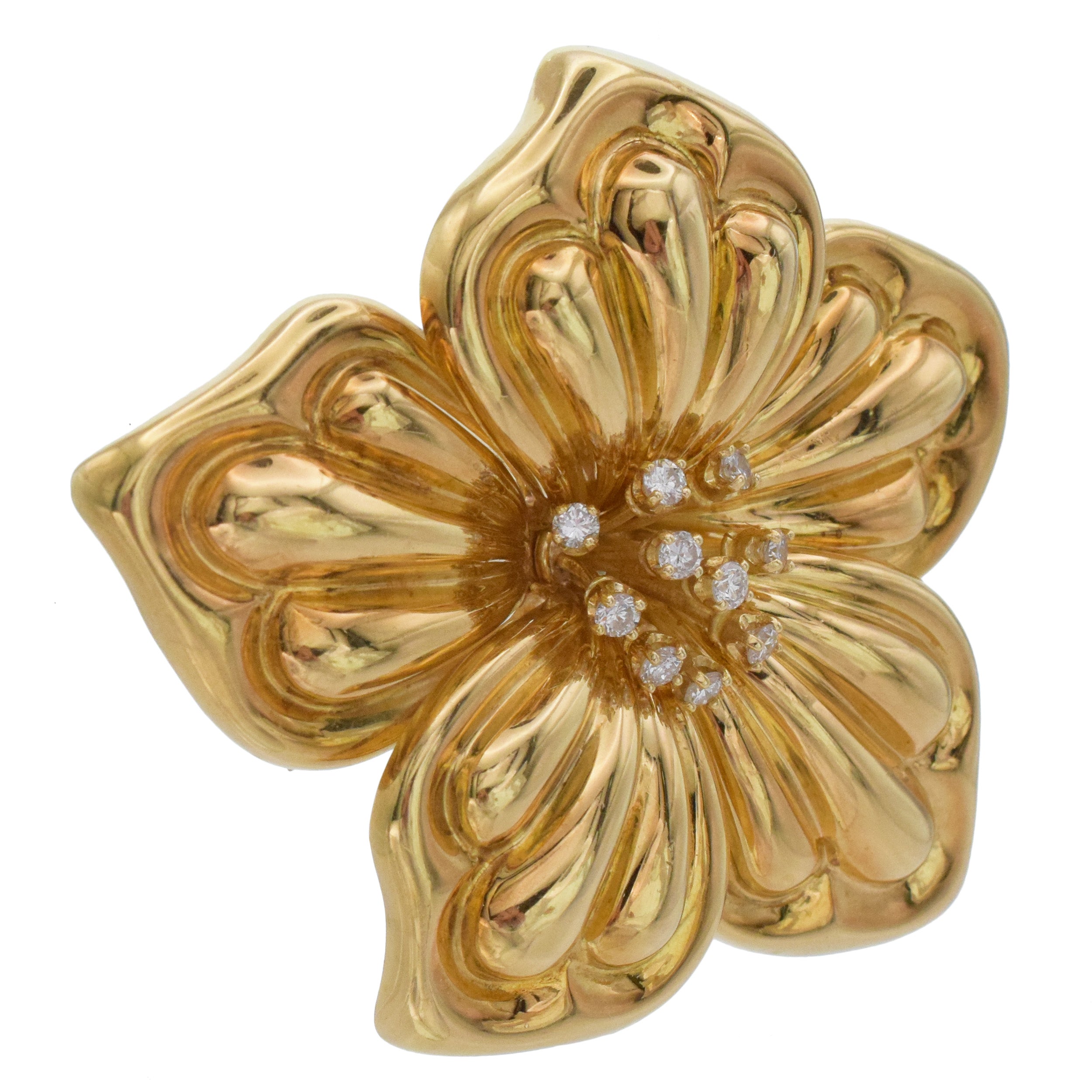 Petros & Takis 18K Yellow Gold & Diamond Flower Brooch