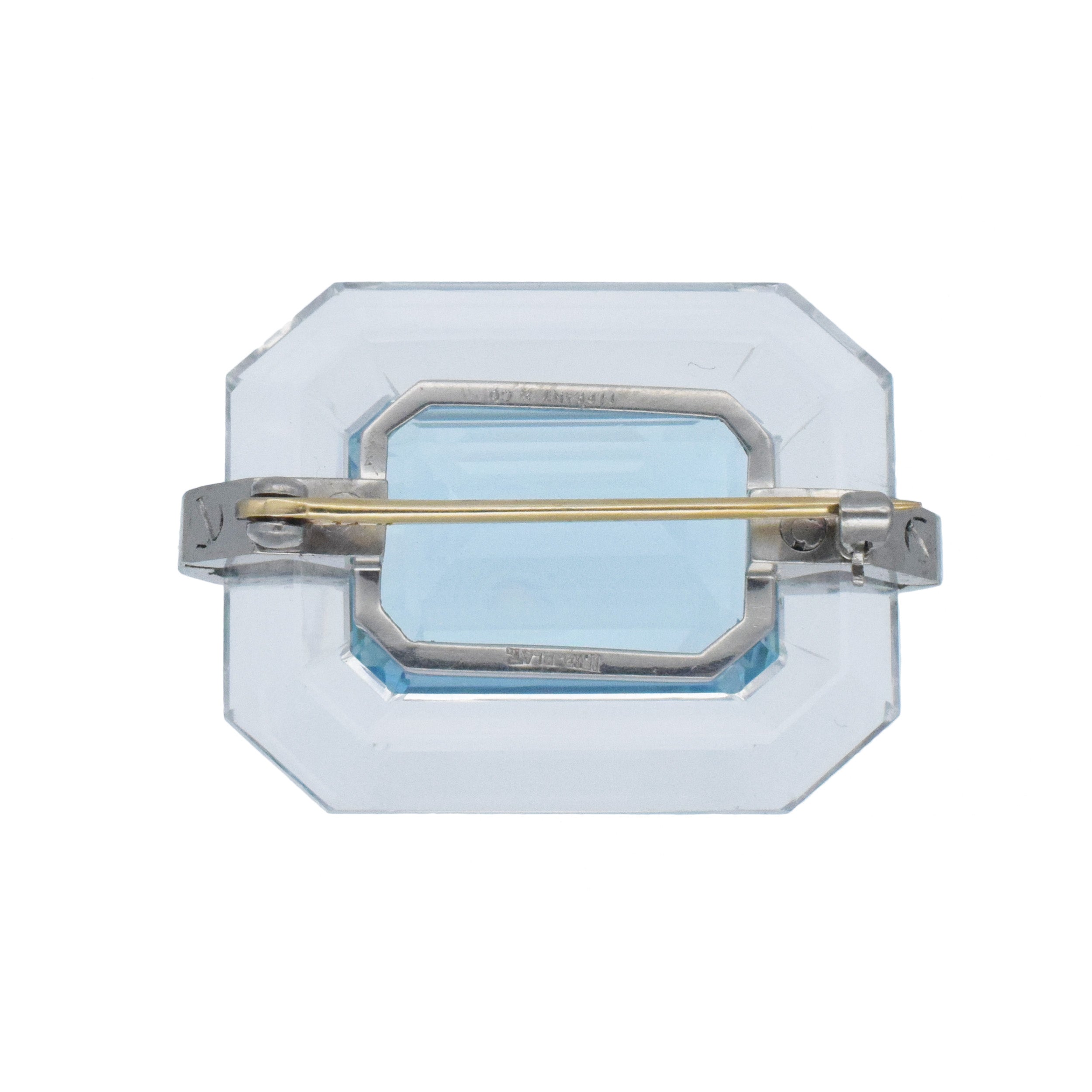 Tiffany & Co. Art Deco Aquamarine, Rock Crystal And Diamond Brooch In Platinum