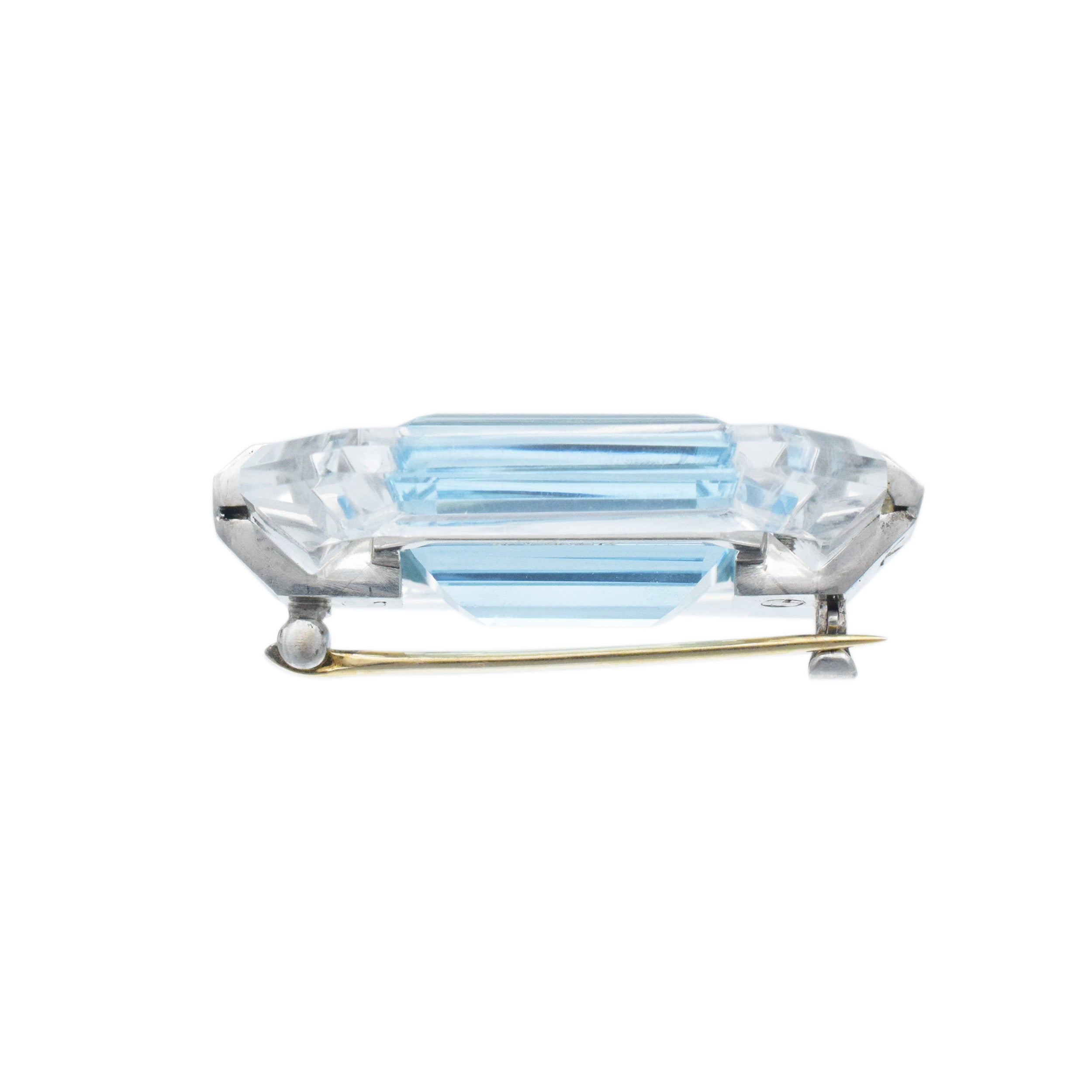 Tiffany & Co. Art Deco Aquamarine, Rock Crystal And Diamond Brooch In Platinum