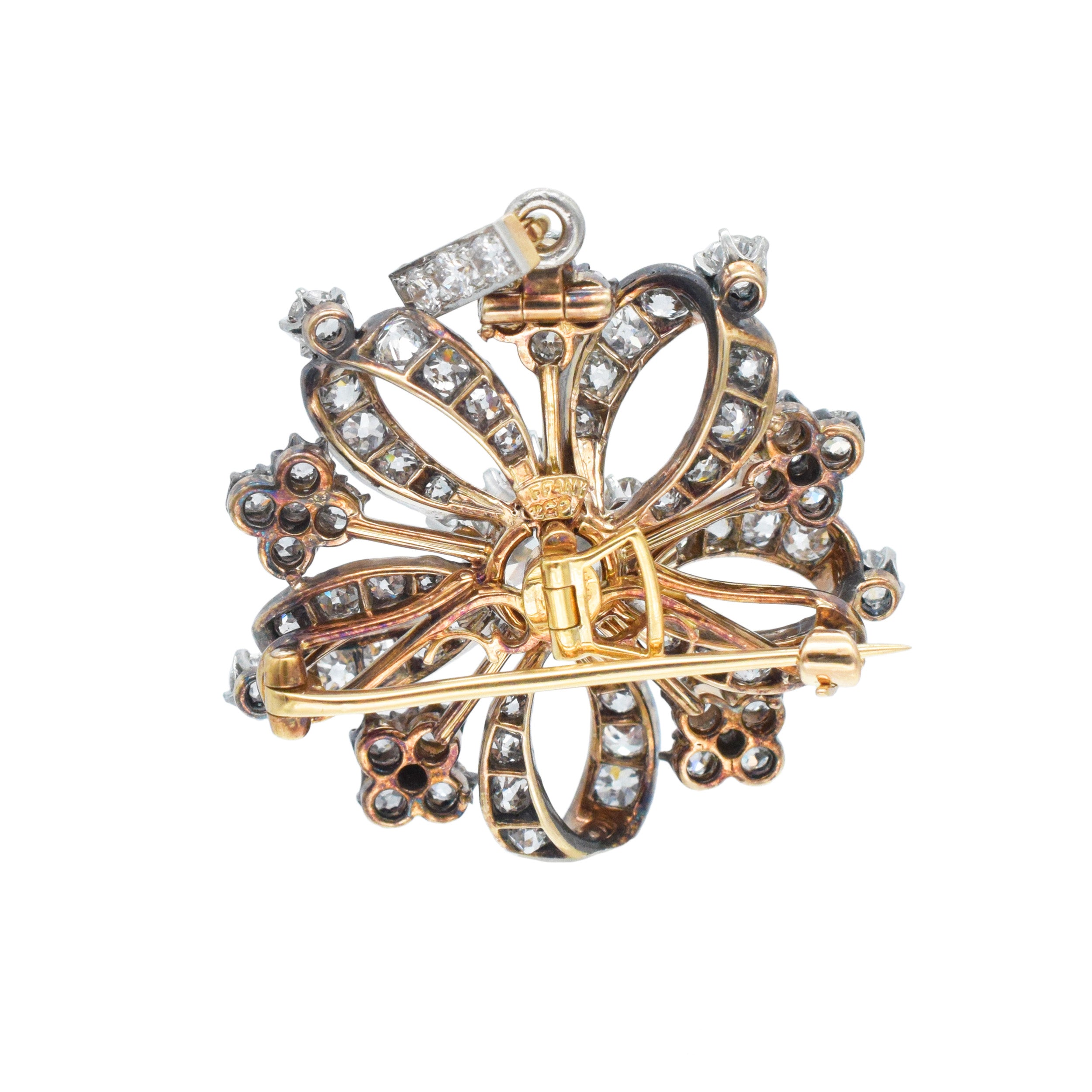 Tiffany & Co. Diamond Brooch / Pendant In Silver Topped 18k Gold