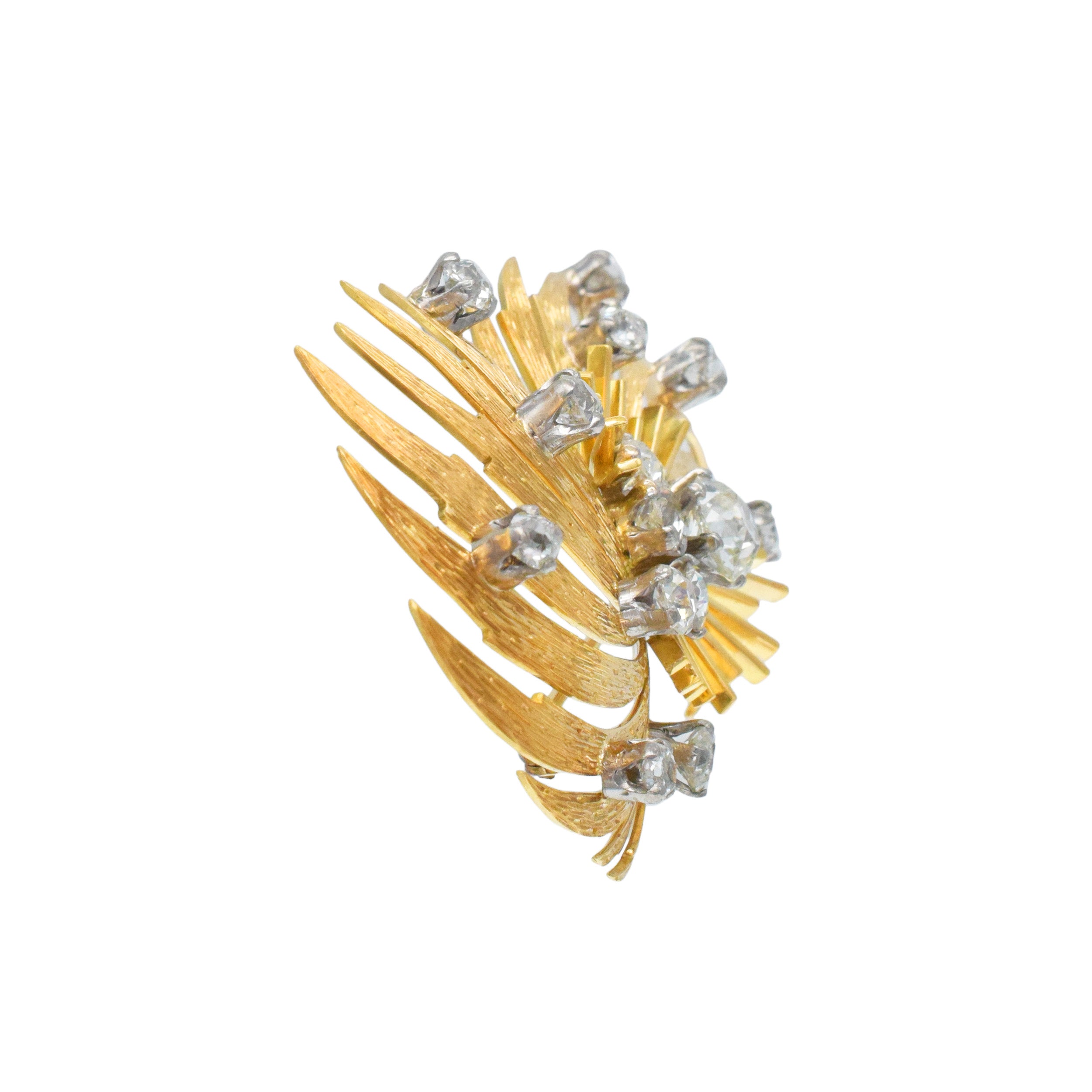 Garrard&Co. Vintage 18k Yellow Gold And Diamond Earrings And Brooch Set