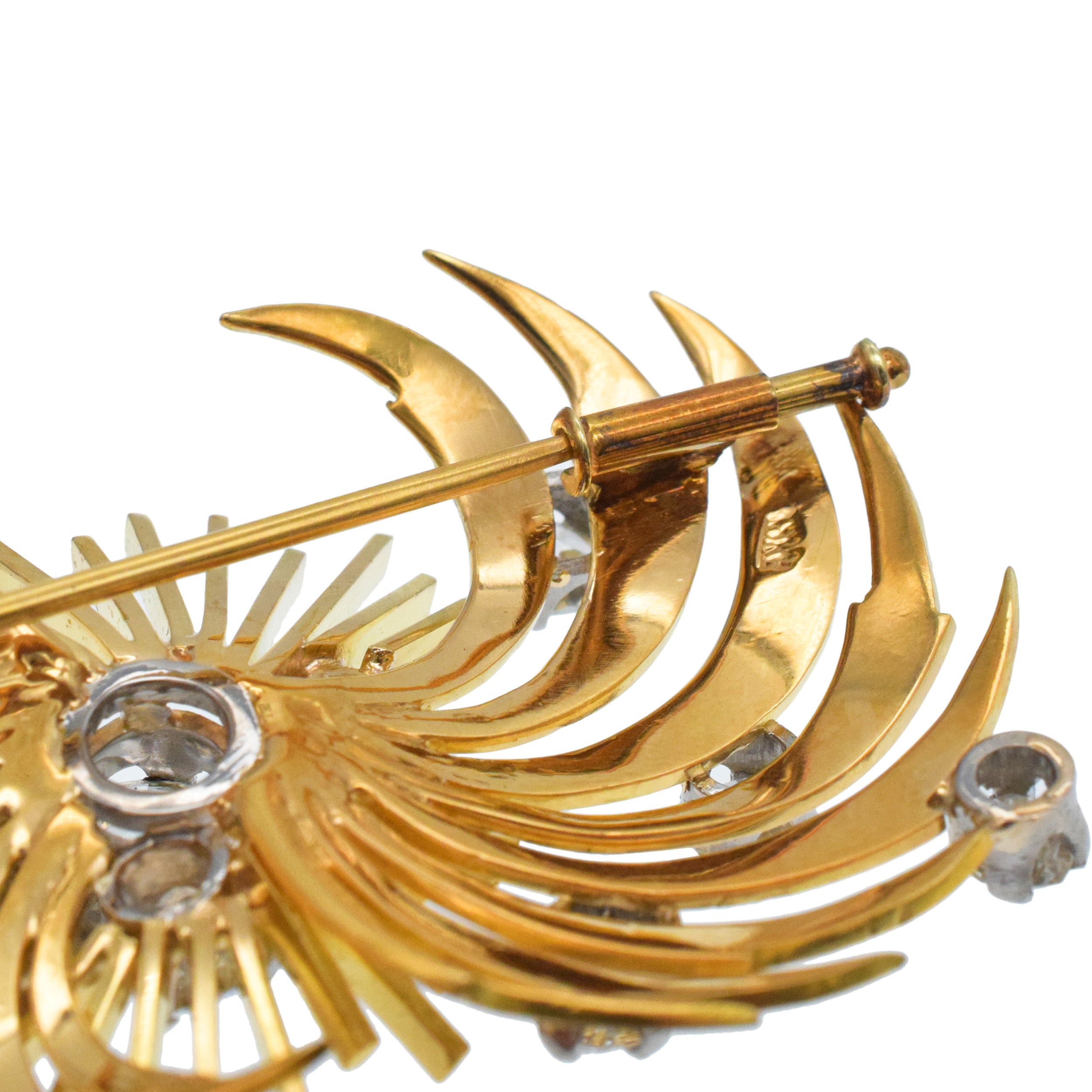 Garrard&Co. Vintage 18k Yellow Gold And Diamond Earrings And Brooch Set