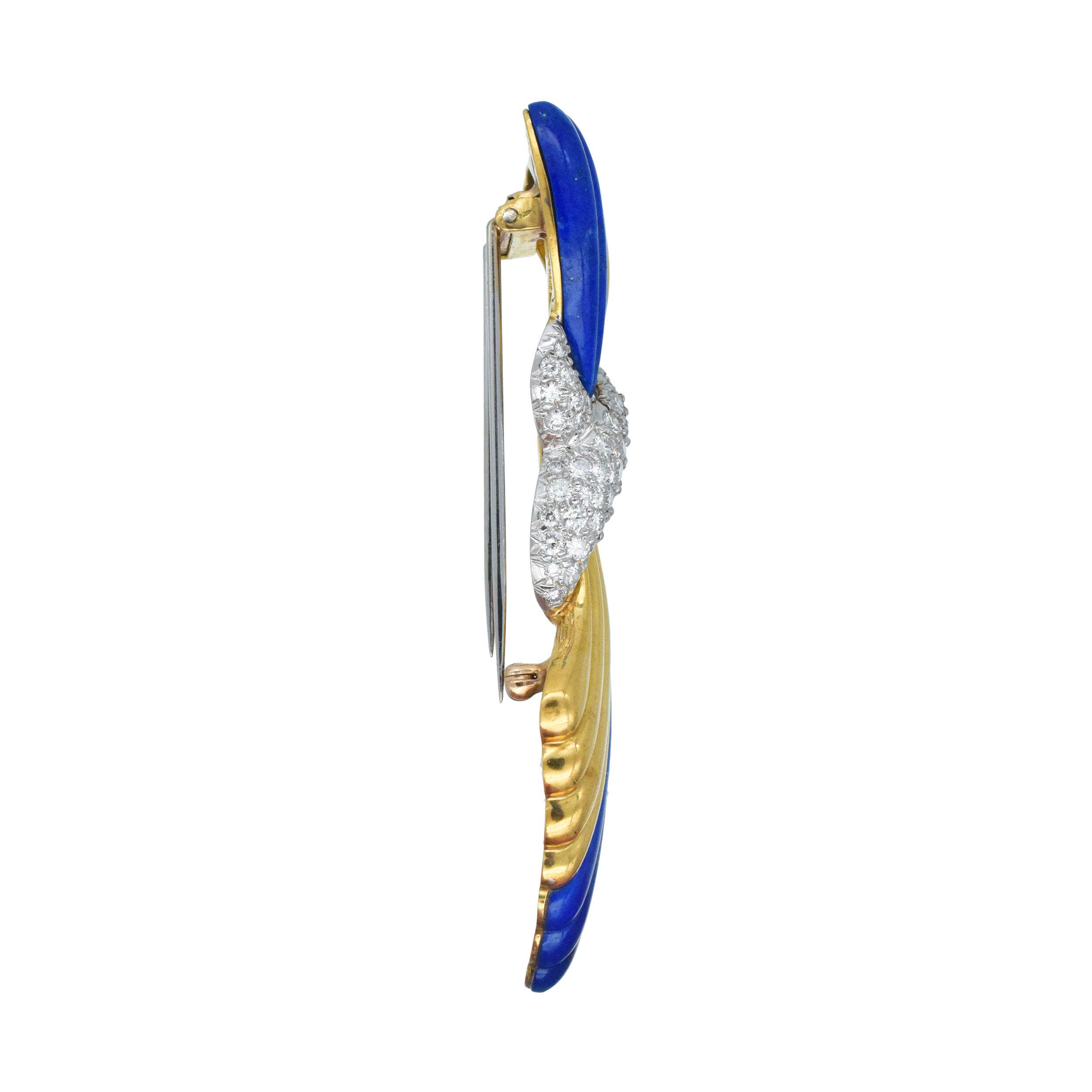 Tiffany & Co. Diamond, and Lapis Lazuli Swag Design  Brooch In 18k Gold