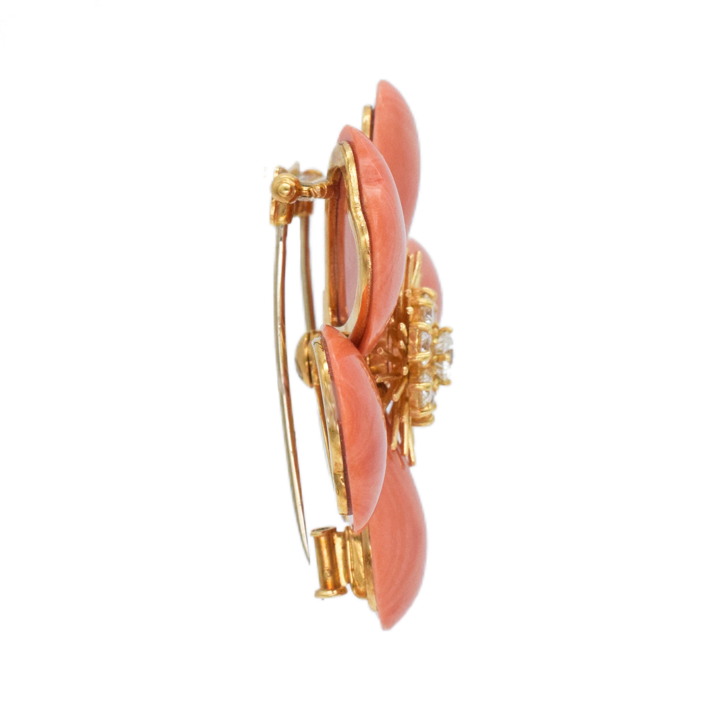Van Cleef &. Arpels Coral ’Rose de Noel’ In 18k Yellow Gold