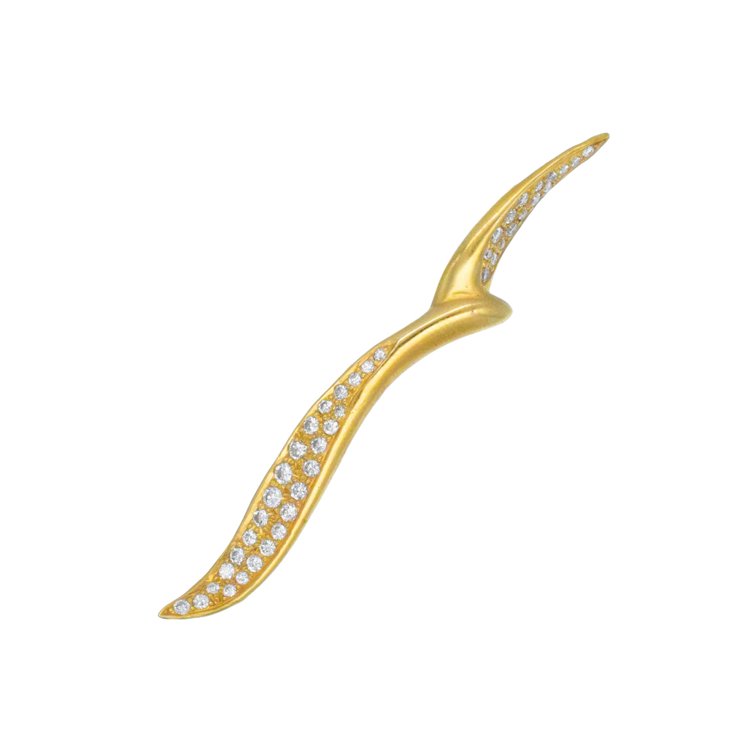 Angela Cummings Diamond Seagull Brooch In 18k Yellow Gold