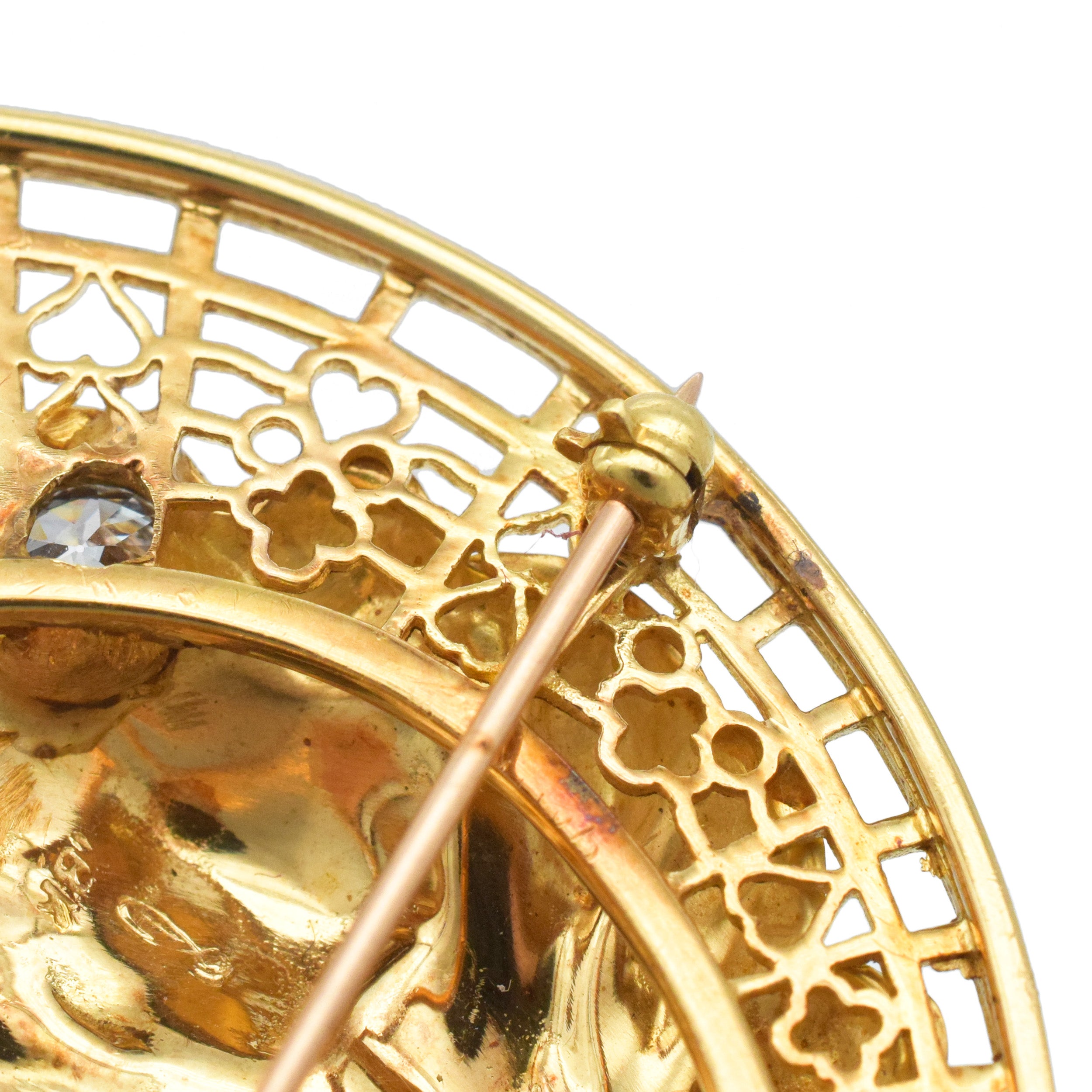 Retro 18k Yellow Gold And Diamond Venus Pendant / Brooch In 18k Yellow Gold