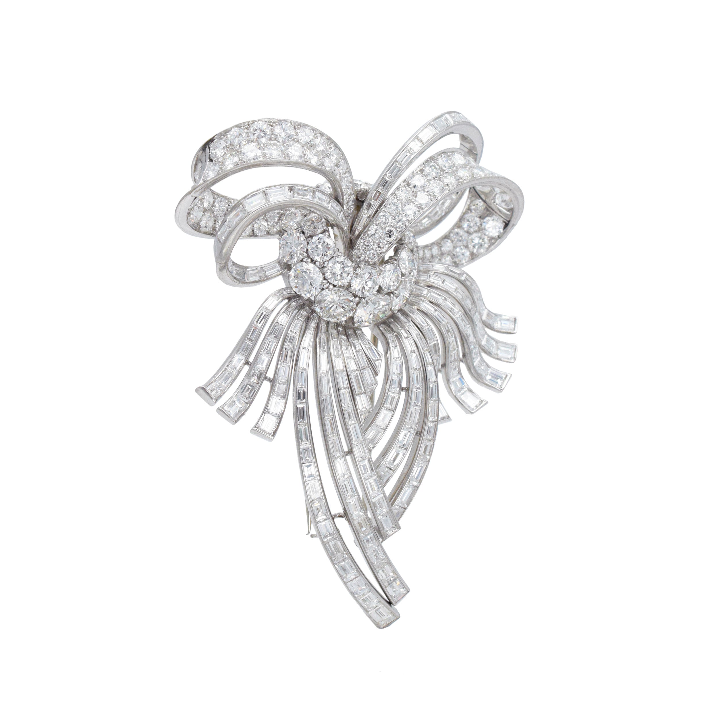 Harry Winston Vintage Diamond Bow Brooch In Platinum