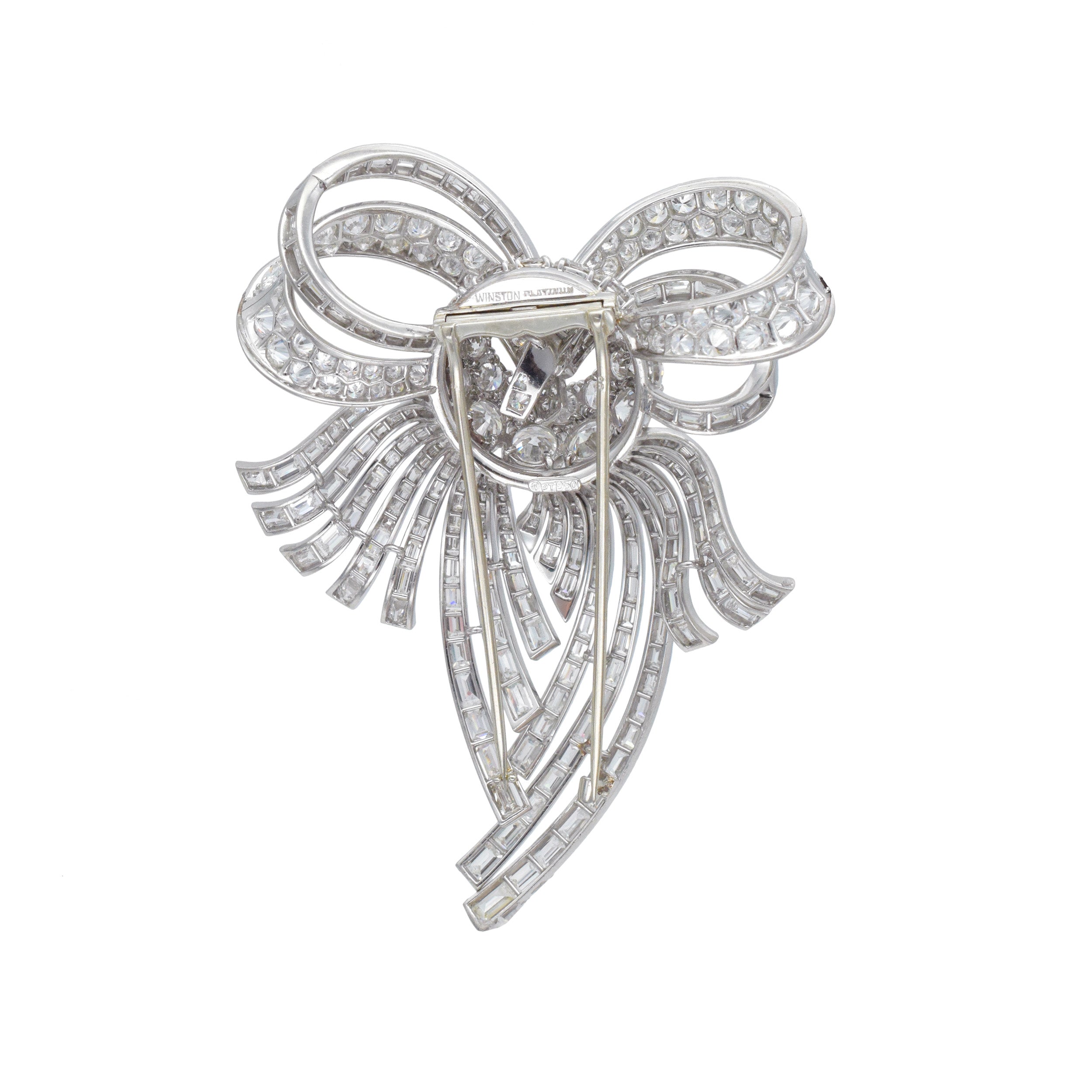 Harry Winston Vintage Diamond Bow Brooch In Platinum
