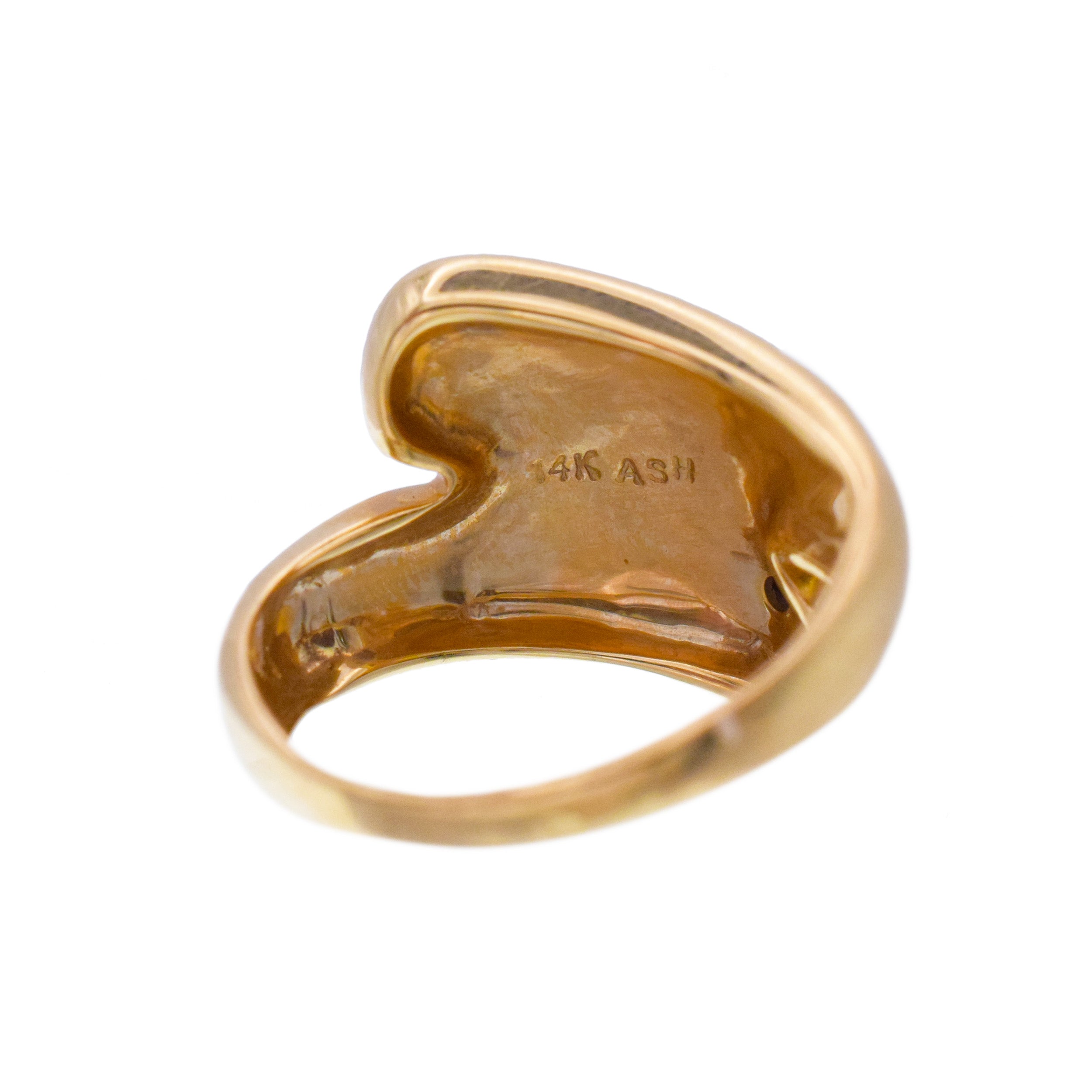 Diamond, Mother of Pearl, And Black Onyx  Bypass Ring