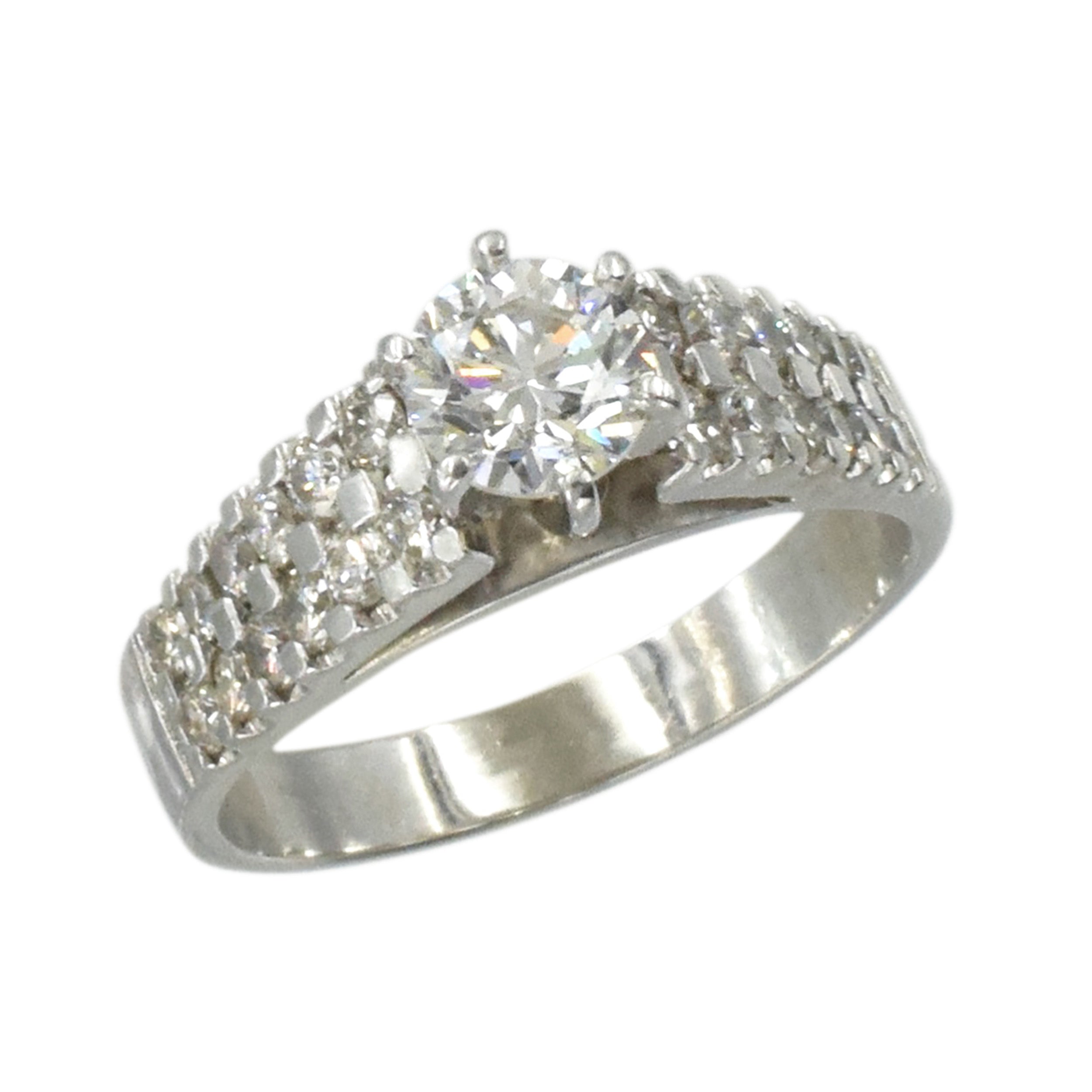 0.60ct Round Brilliant Cut Diamond Engagement Ring In 14k White Gold