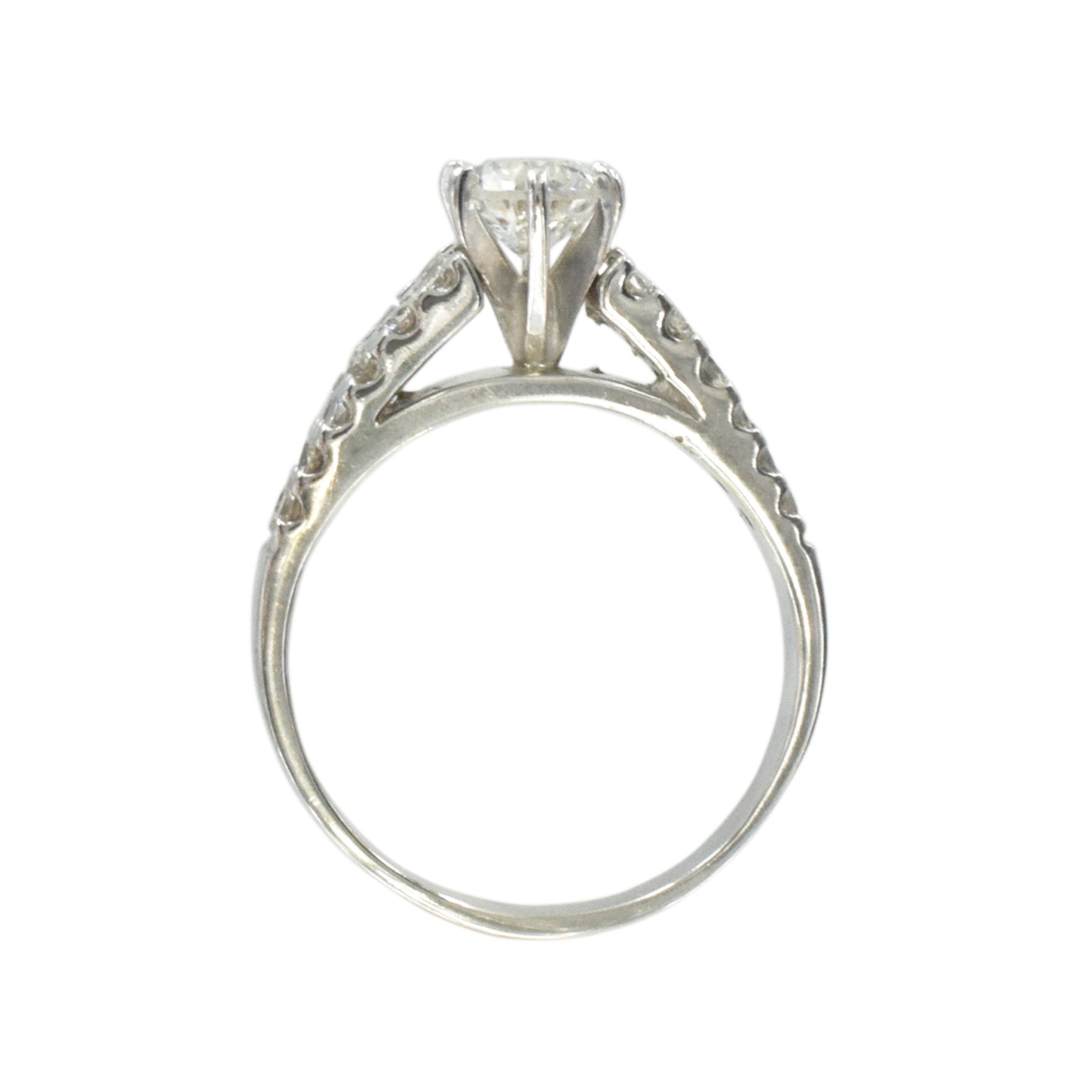 0.60ct Round Brilliant Cut Diamond Engagement Ring In 14k White Gold