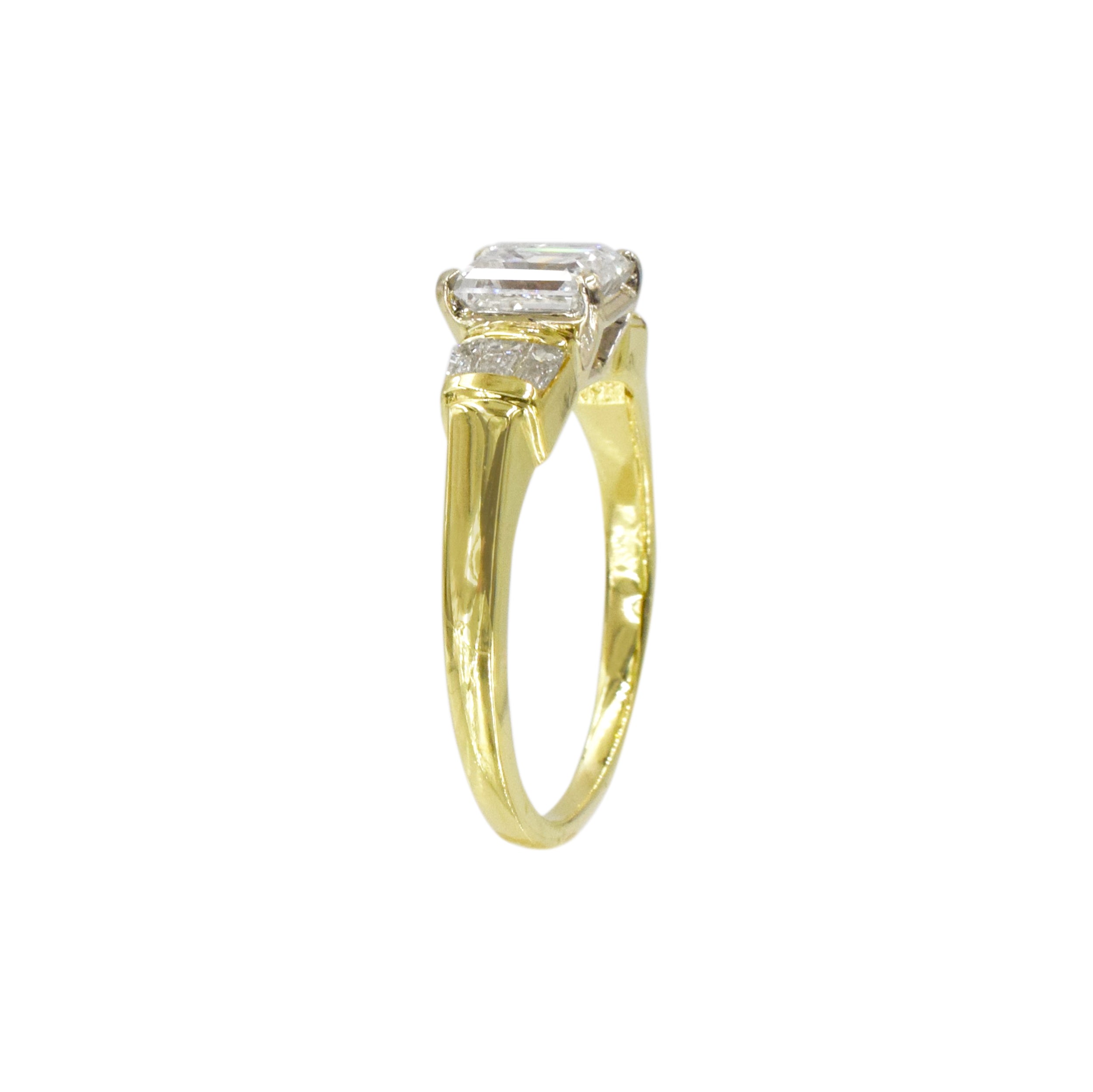 1.03ct Emerald Cut Diamond Engagement Ring In 18k Two-Tone Gold