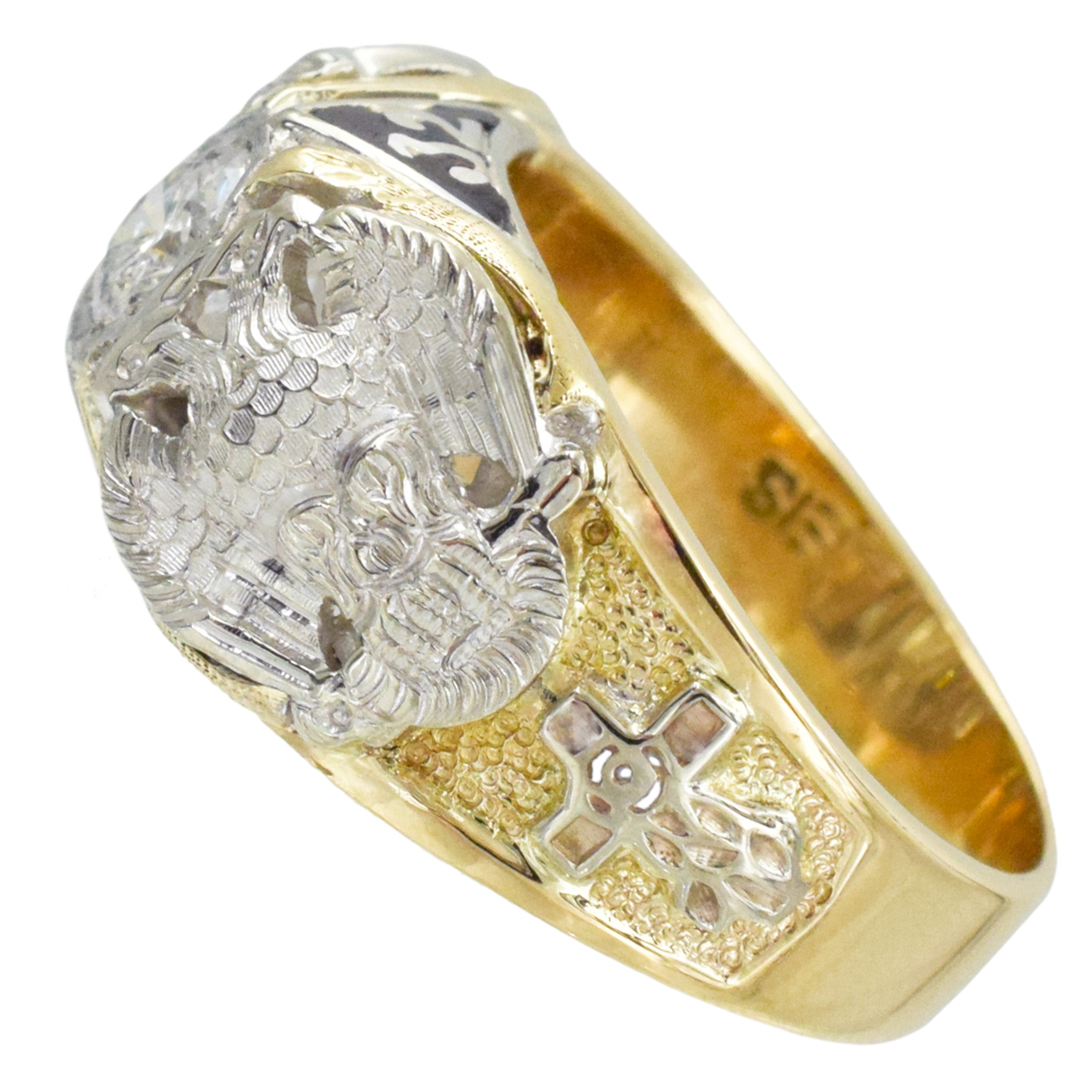 32nd Degree Scottish Rite Masonic Diamond Ring In 14k Two-Tone Gold