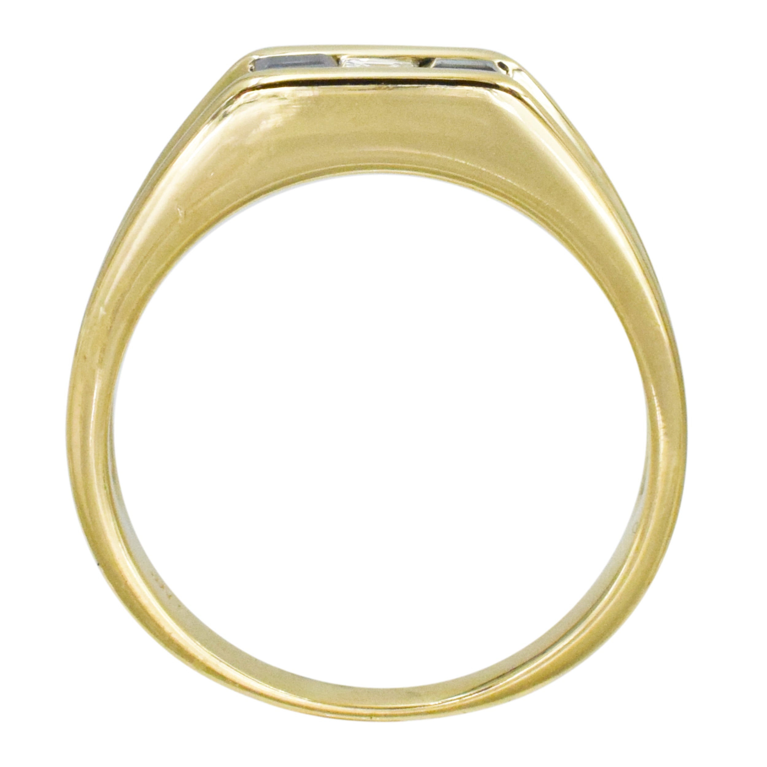 Diamond And Sapphire Men's Ring In 14k Yellow Gold