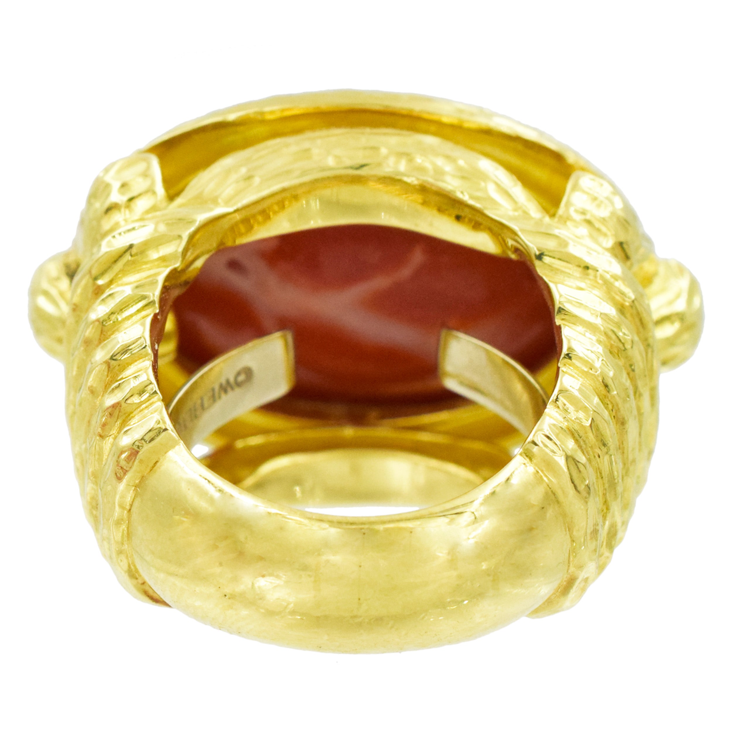 David Webb Coral Cocktail Ring in 18k Yellow Gold.