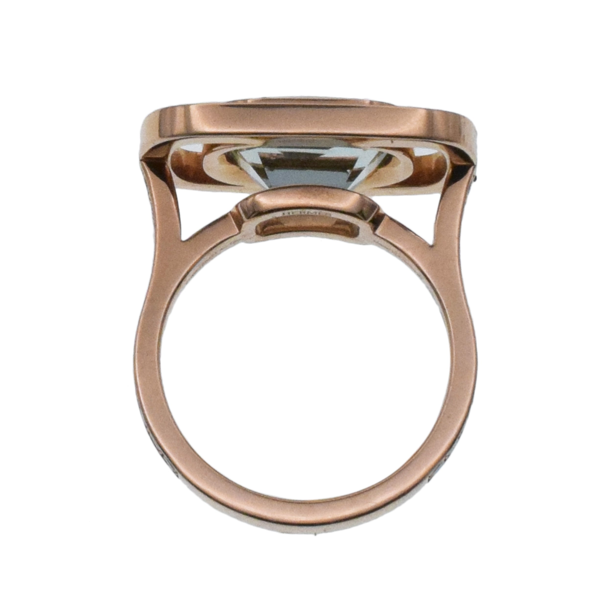 Hermes A L’ecoute Cushion Cut Beryl And Diamond Halo Ring In 18k Rose Gold