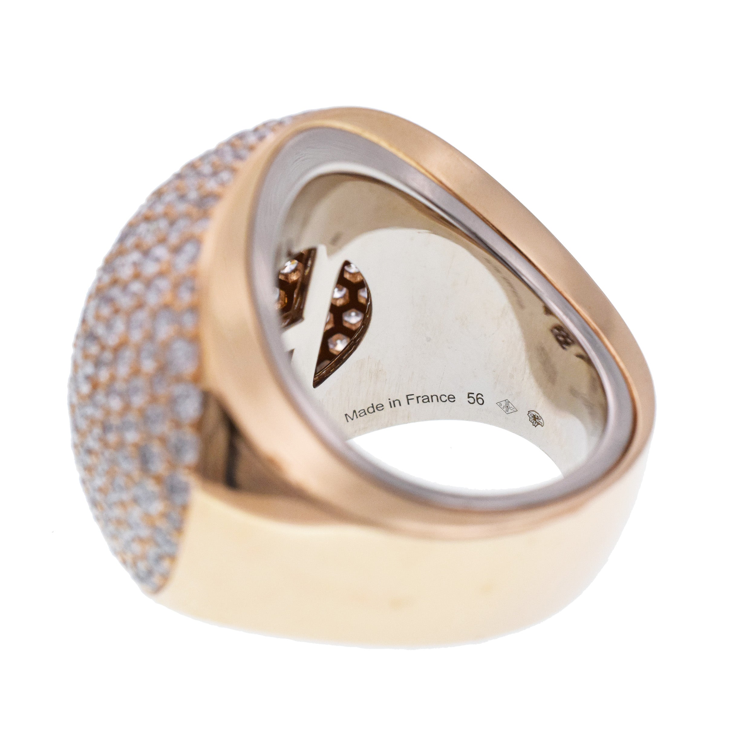 Hermes Diamond Encrusted Bombe Statement Ring In 18k Rose And White Gold