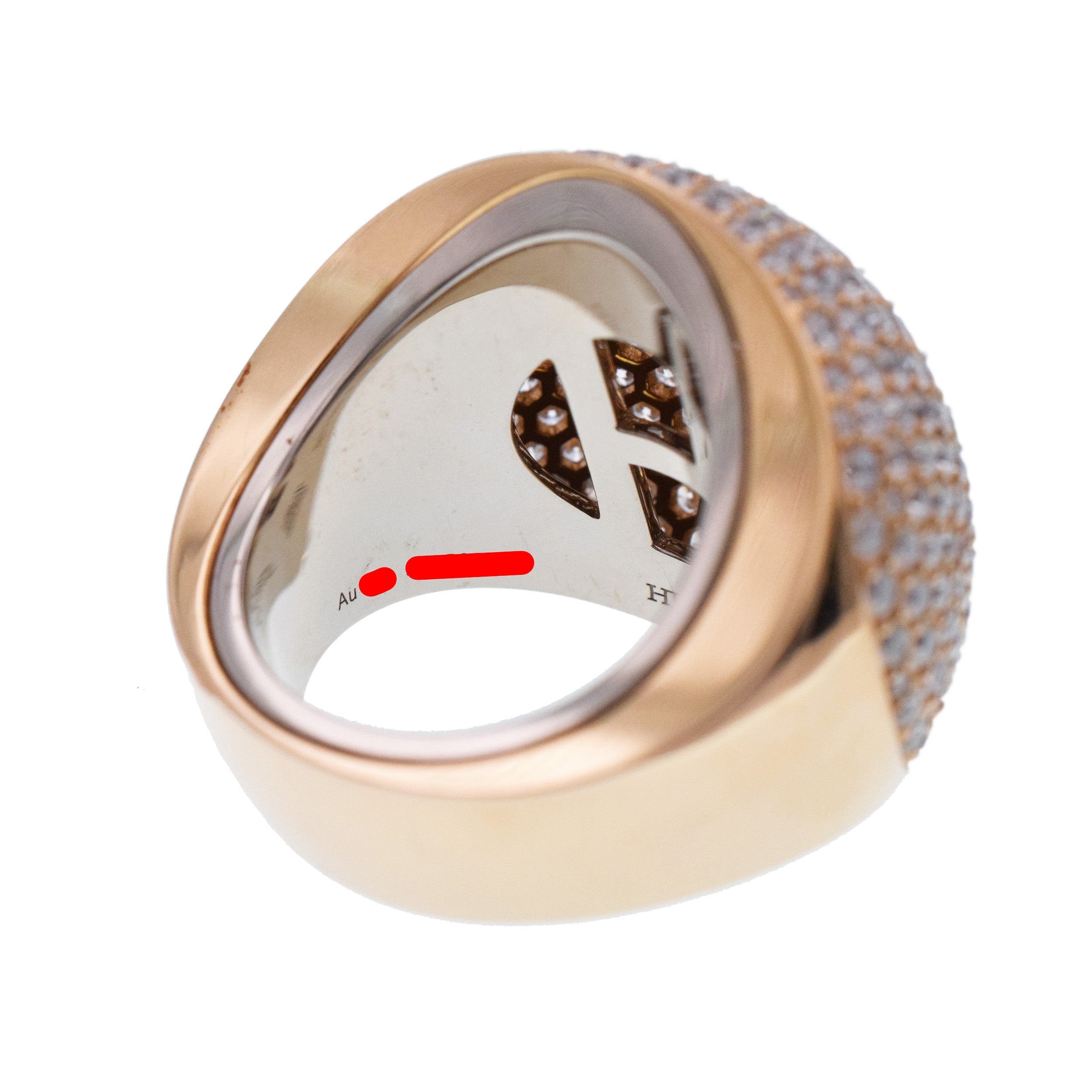Hermes Diamond Encrusted Bombe Statement Ring In 18k Rose And White Gold