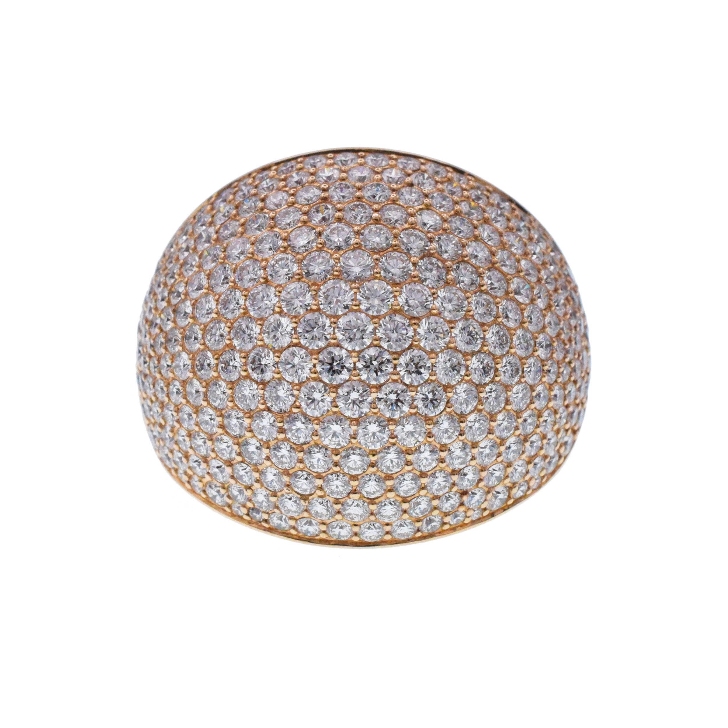 Hermes Diamond Encrusted Bombe Statement Ring In 18k Rose And White Gold
