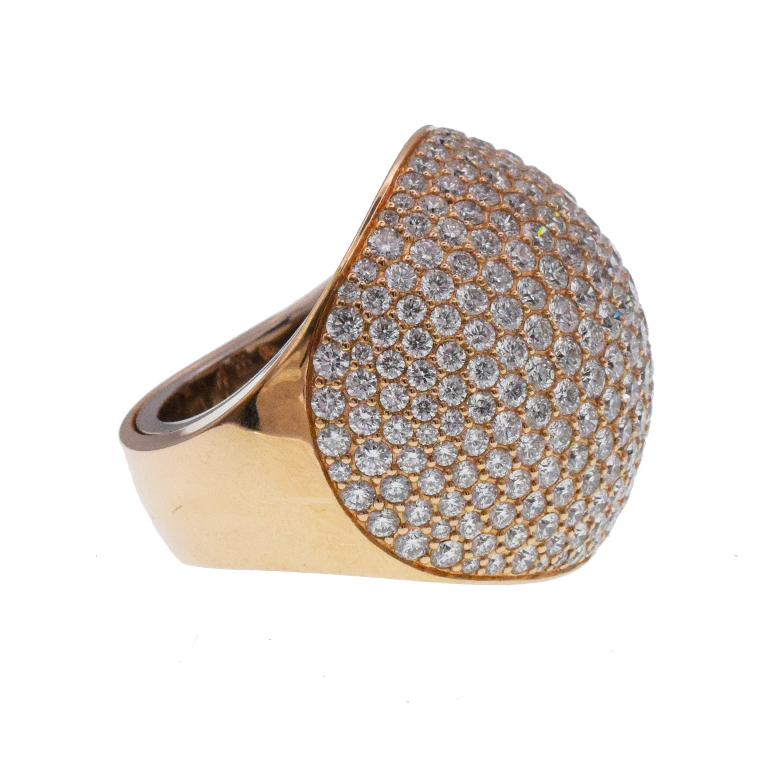 Hermes Diamond Encrusted Bombe Statement Ring In 18k Rose And White Gold