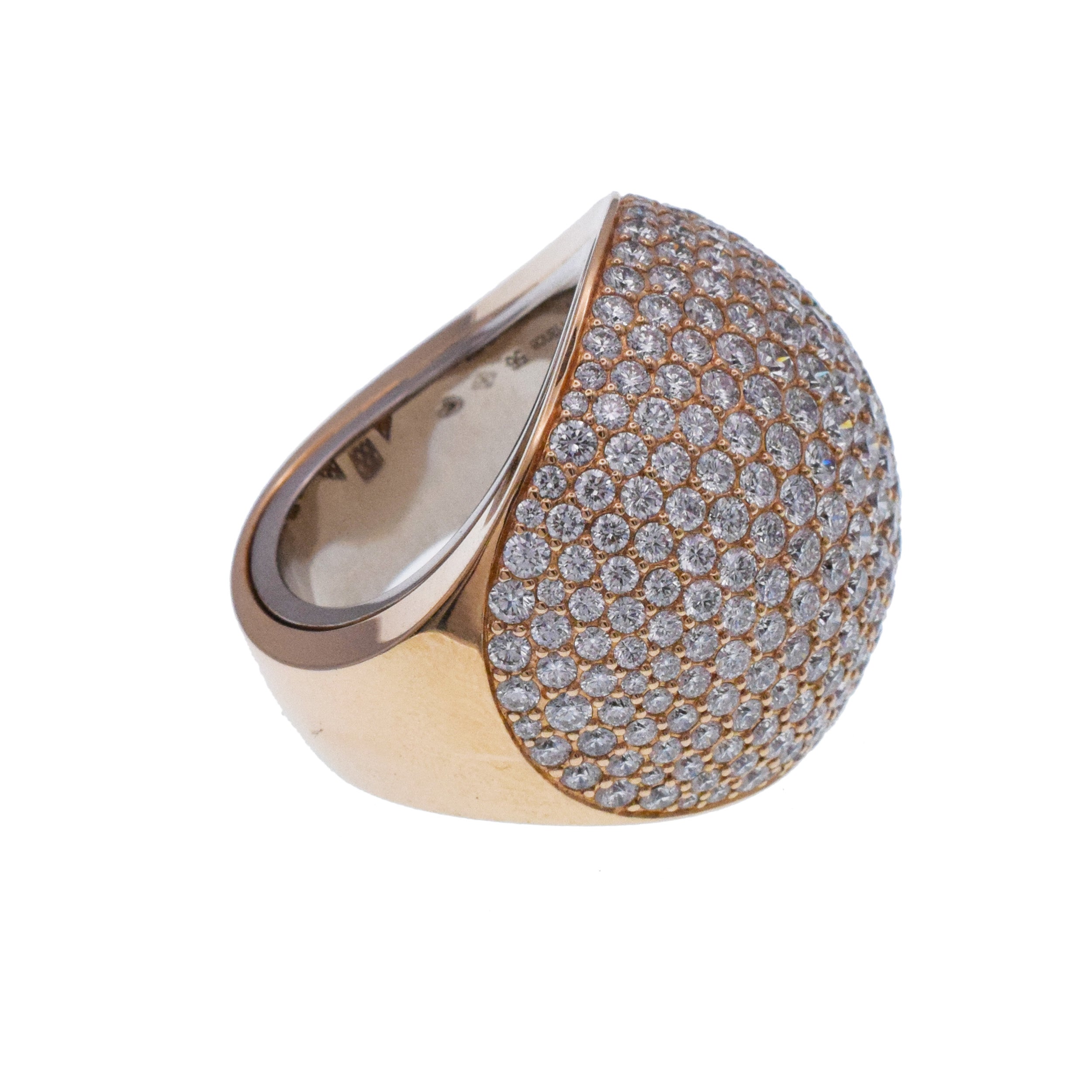 Hermes Diamond Encrusted Bombe Statement Ring In 18k Rose And White Gold