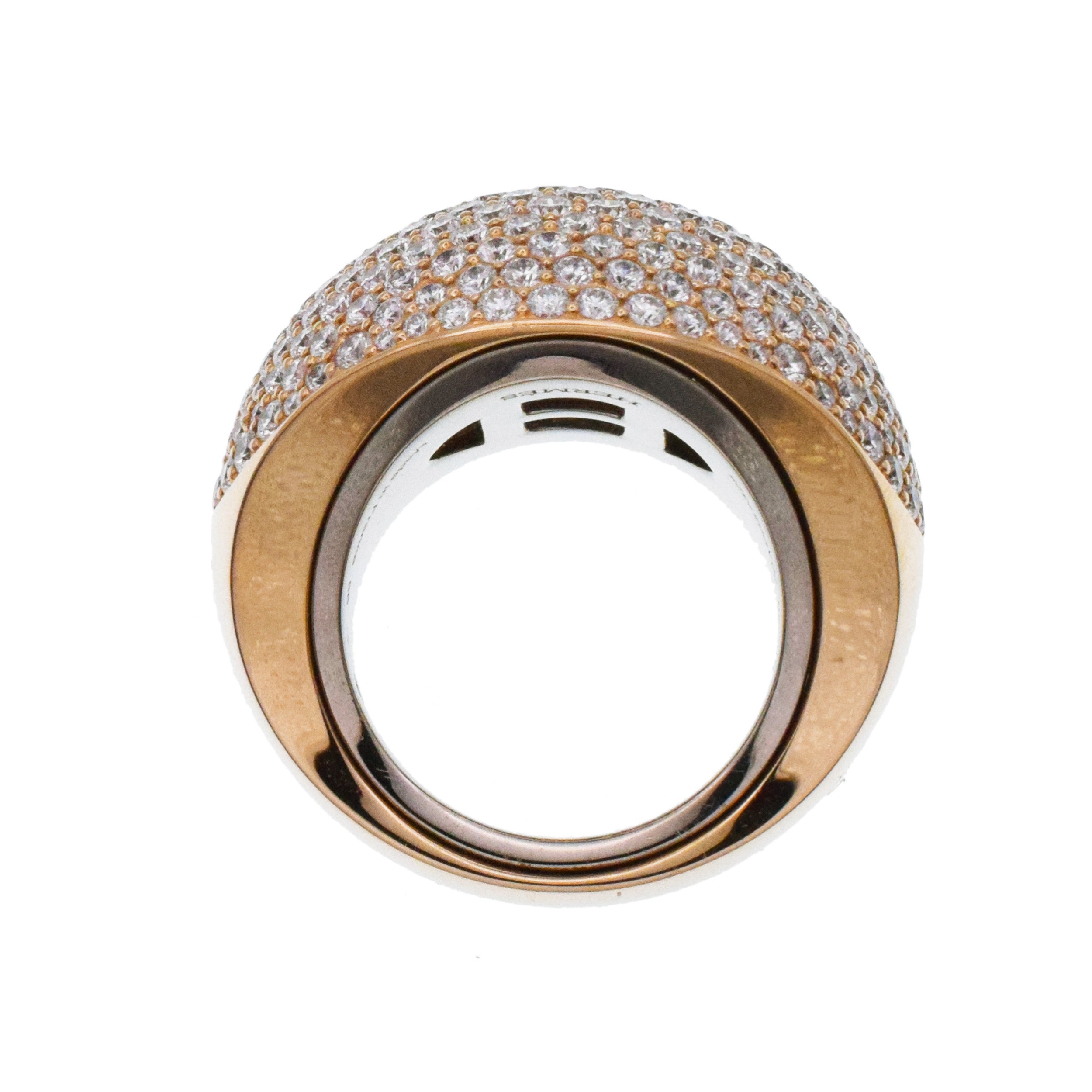 Hermes Diamond Encrusted Bombe Statement Ring In 18k Rose And White Gold