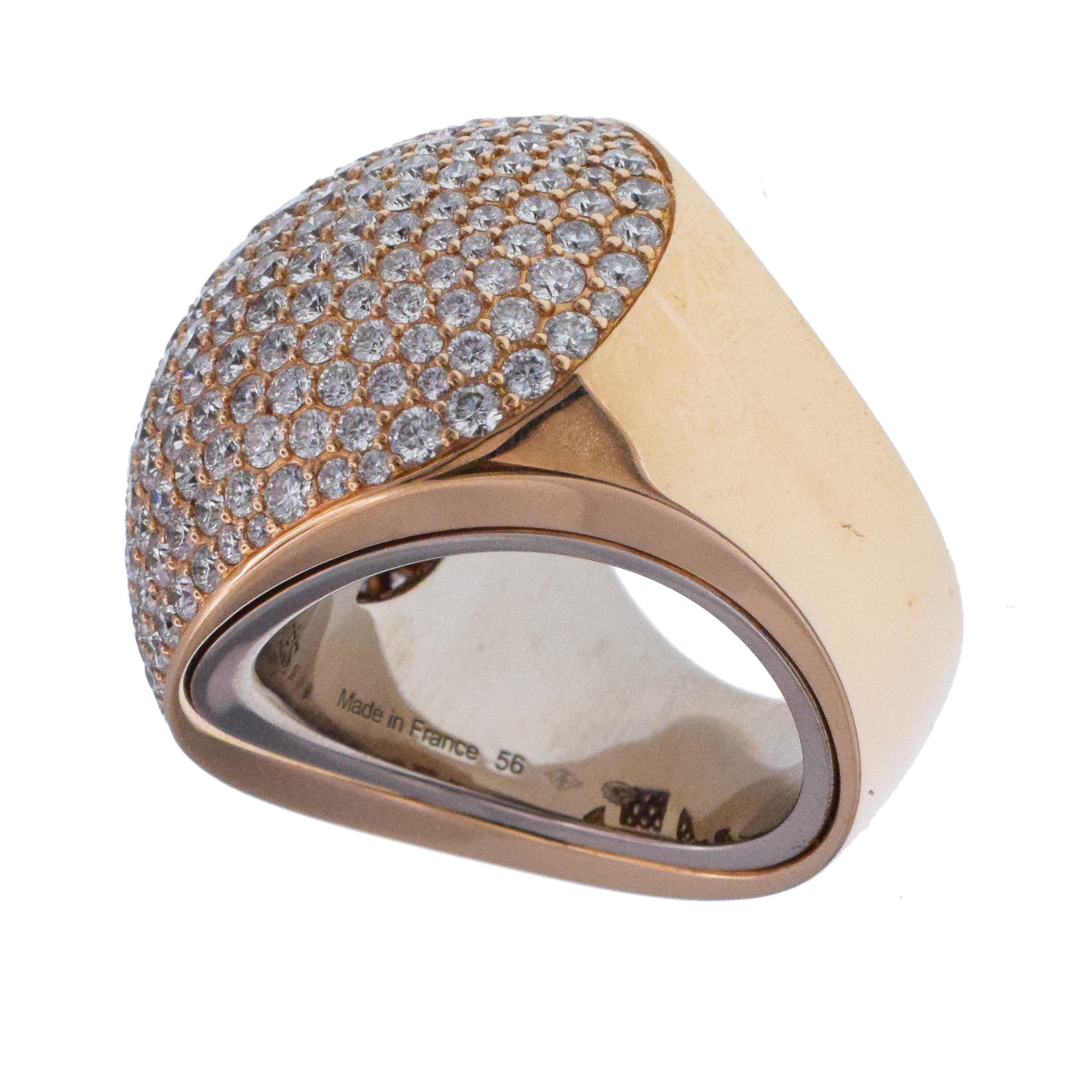 Hermes Diamond Encrusted Bombe Statement Ring In 18k Rose And White Gold