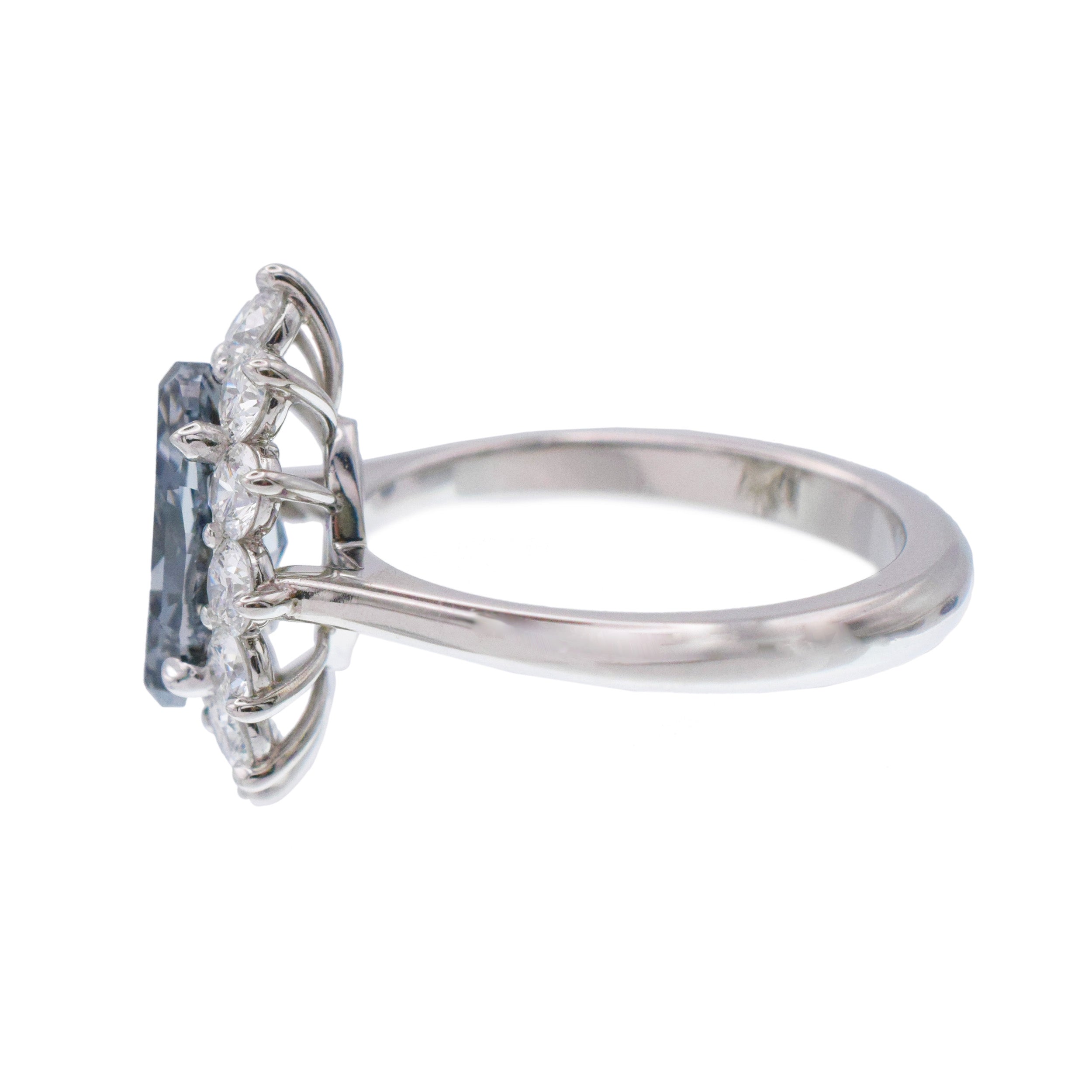 2.14ct Grayish Blue Diamond And White Diamond Ring In Platinum