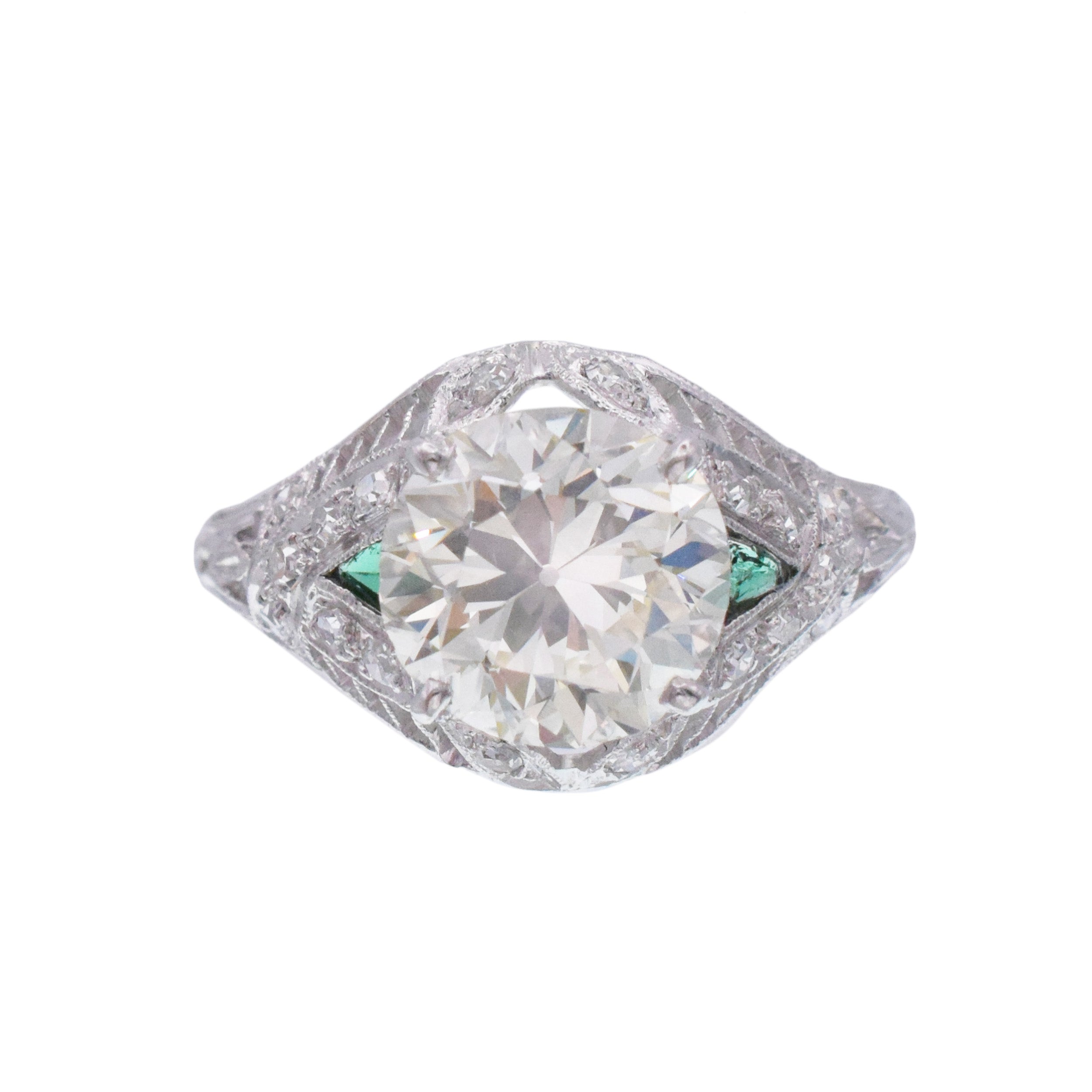 Antique 2.60ct Old European Cut Diamond Ring In Platinum