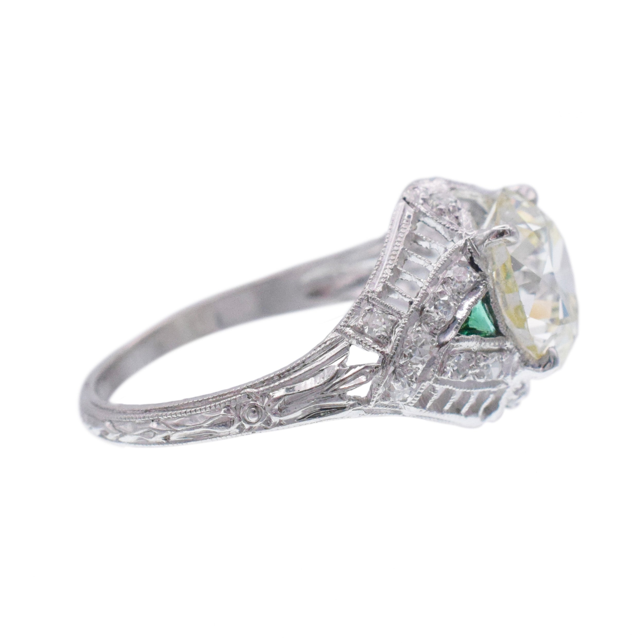 Antique 2.60ct Old European Cut Diamond Ring In Platinum