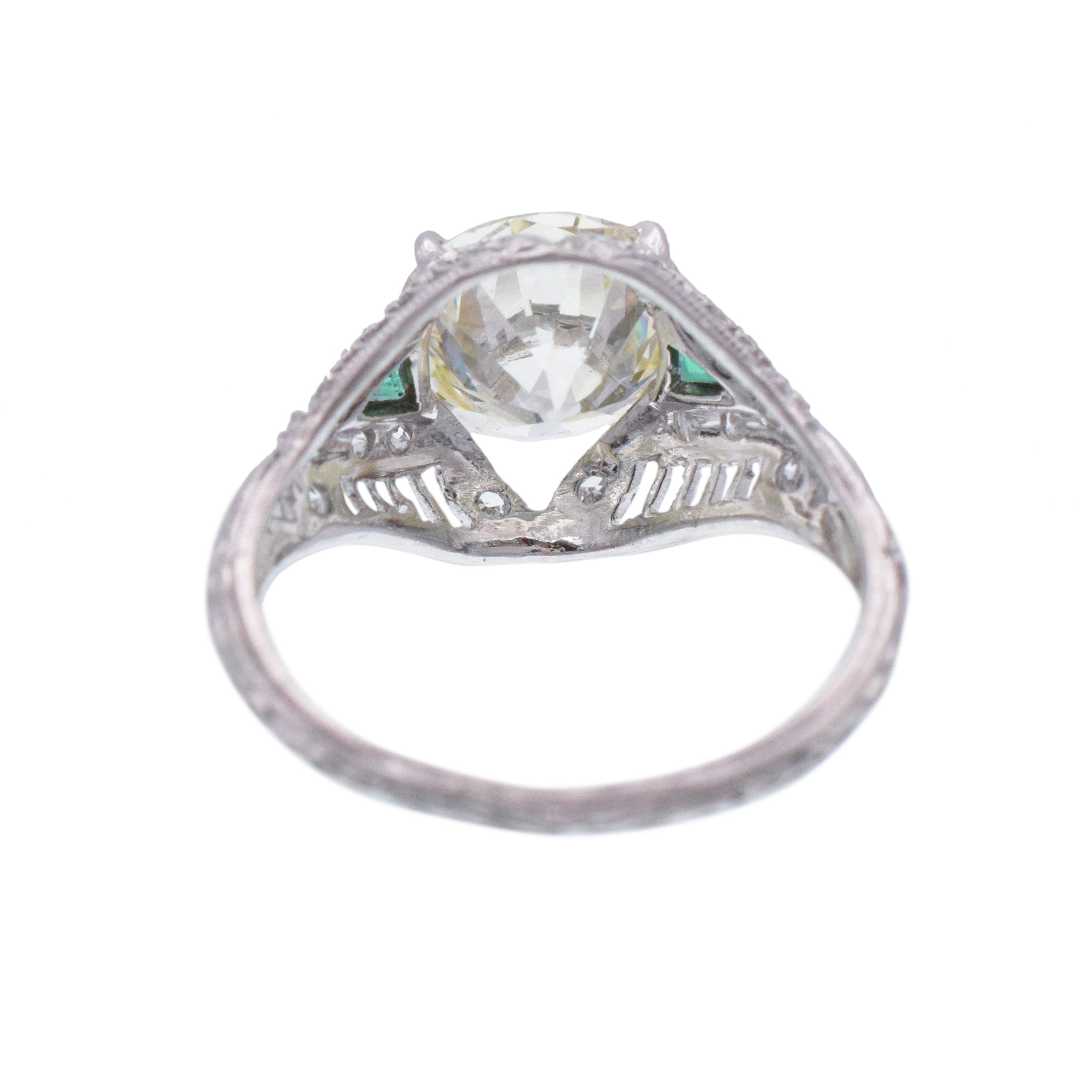 Antique 2.60ct Old European Cut Diamond Ring In Platinum