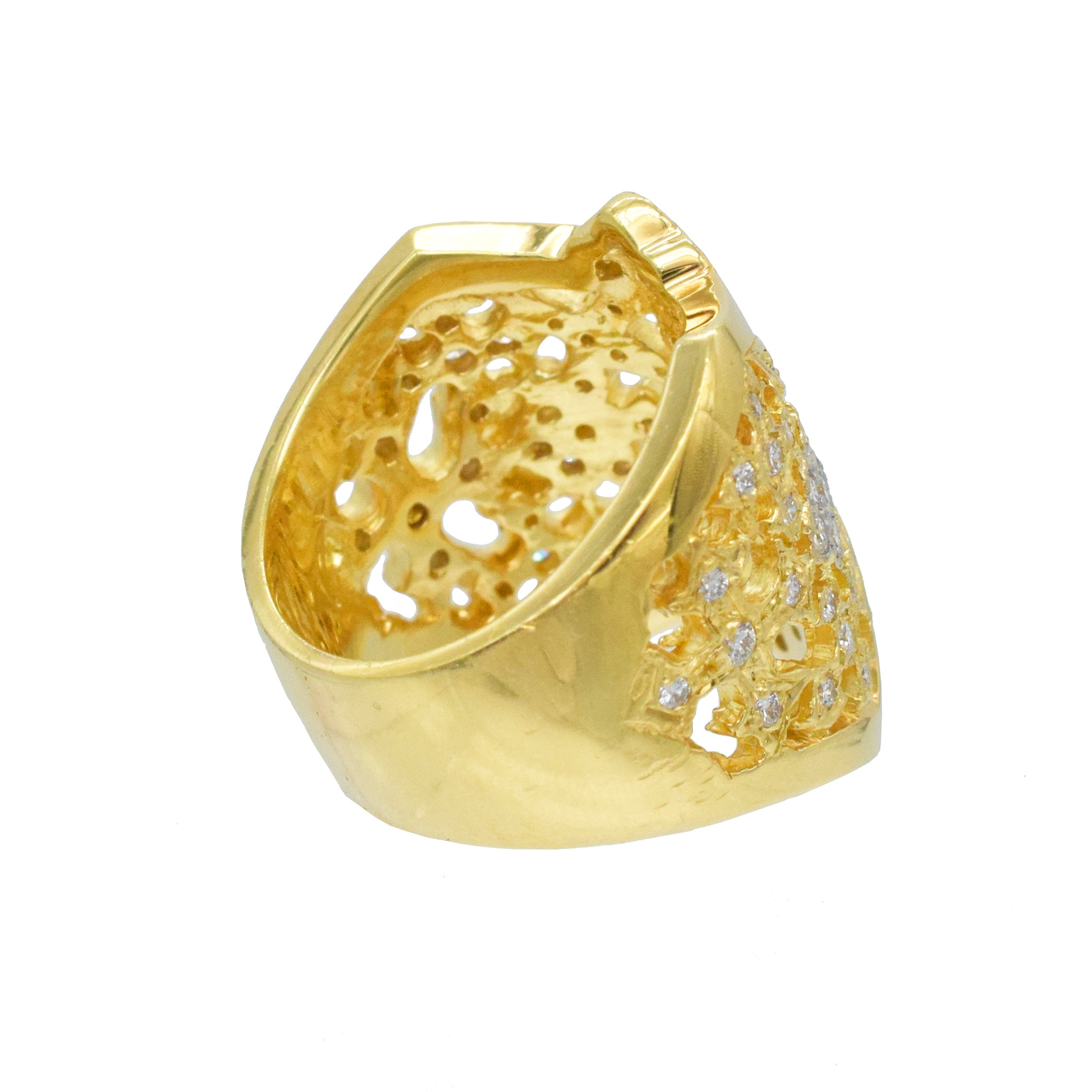 Diamond 18k Yellow And White Gold Openwork Ring