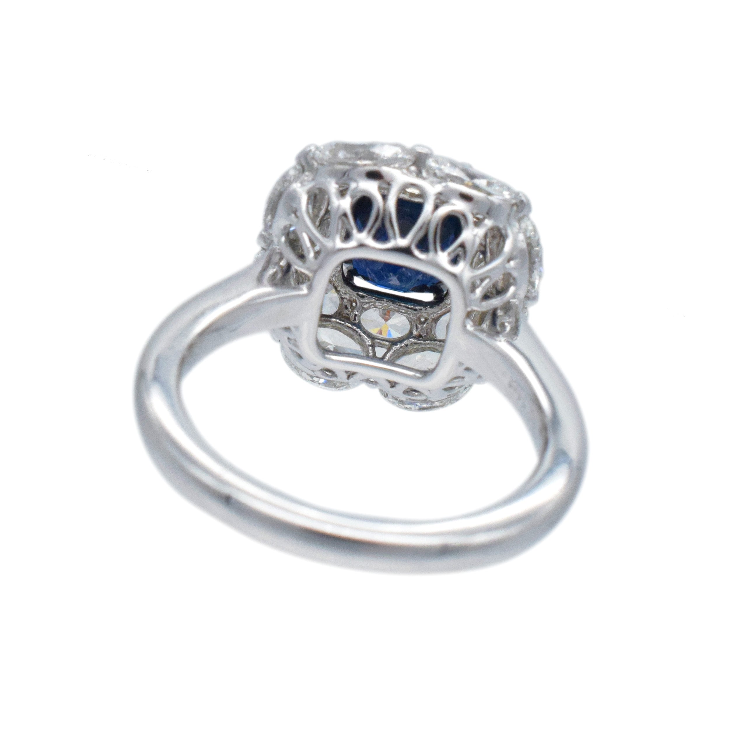 2.11ct Burma No Heat Sapphire And 2.62ct Diamond Ring In Platinum