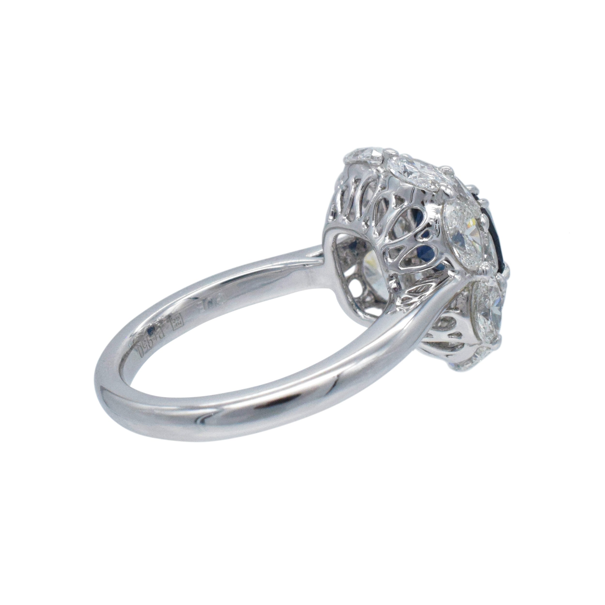 2.11ct Burma No Heat Sapphire And 2.62ct Diamond Ring In Platinum