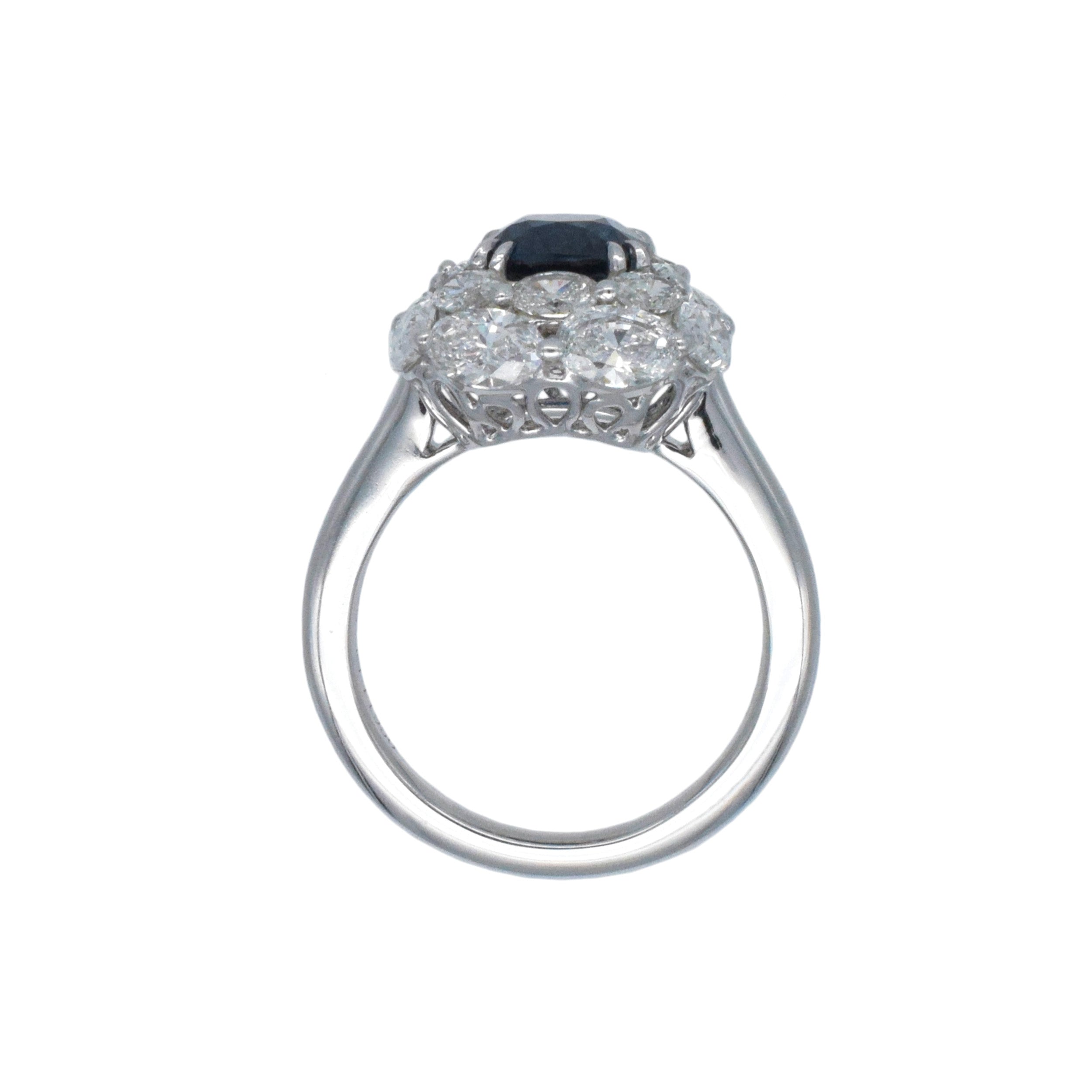2.11ct Burma No Heat Sapphire And 2.62ct Diamond Ring In Platinum