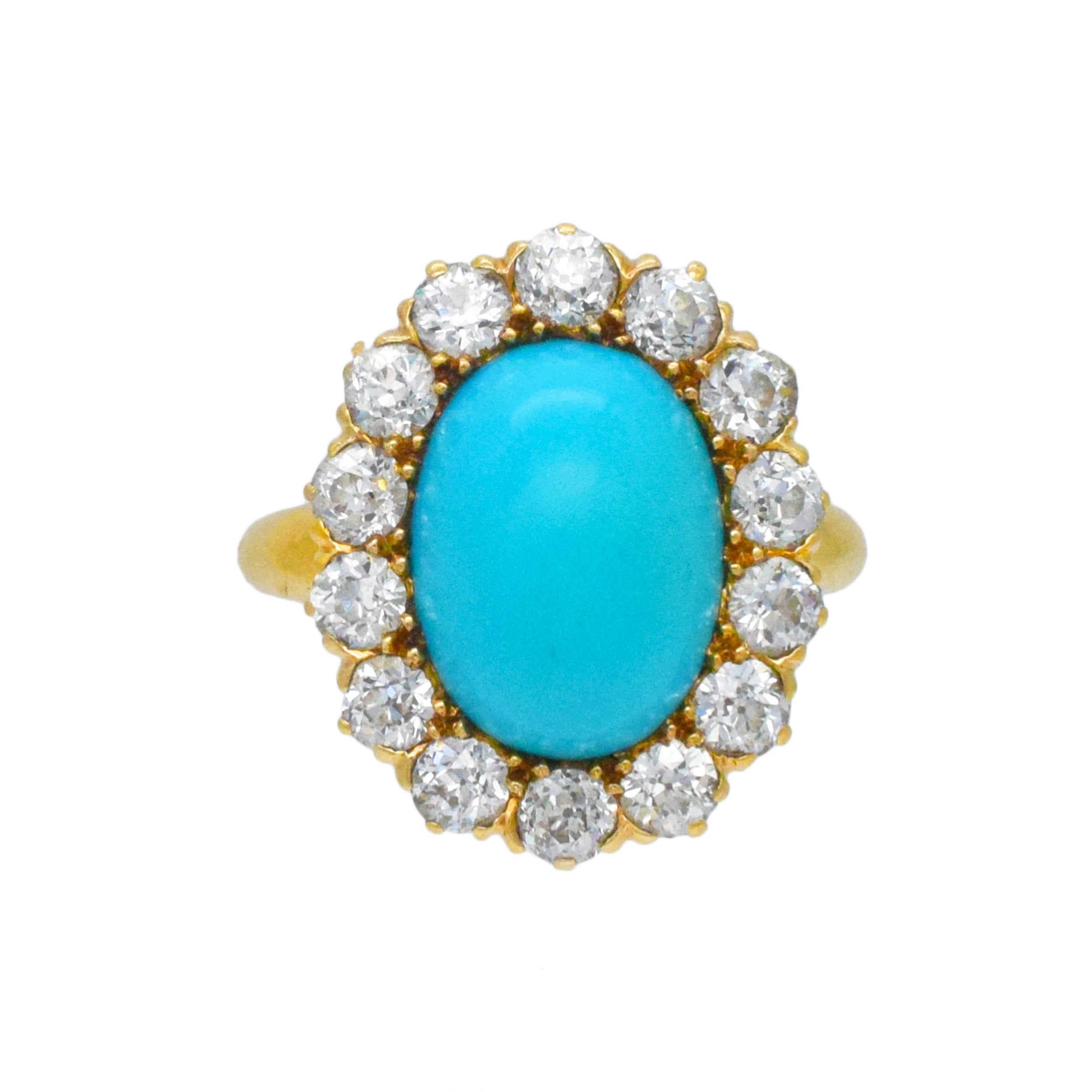 Tiffany & Co. Turquoise And Diamond Halo Ring In 18k Yellow Gold